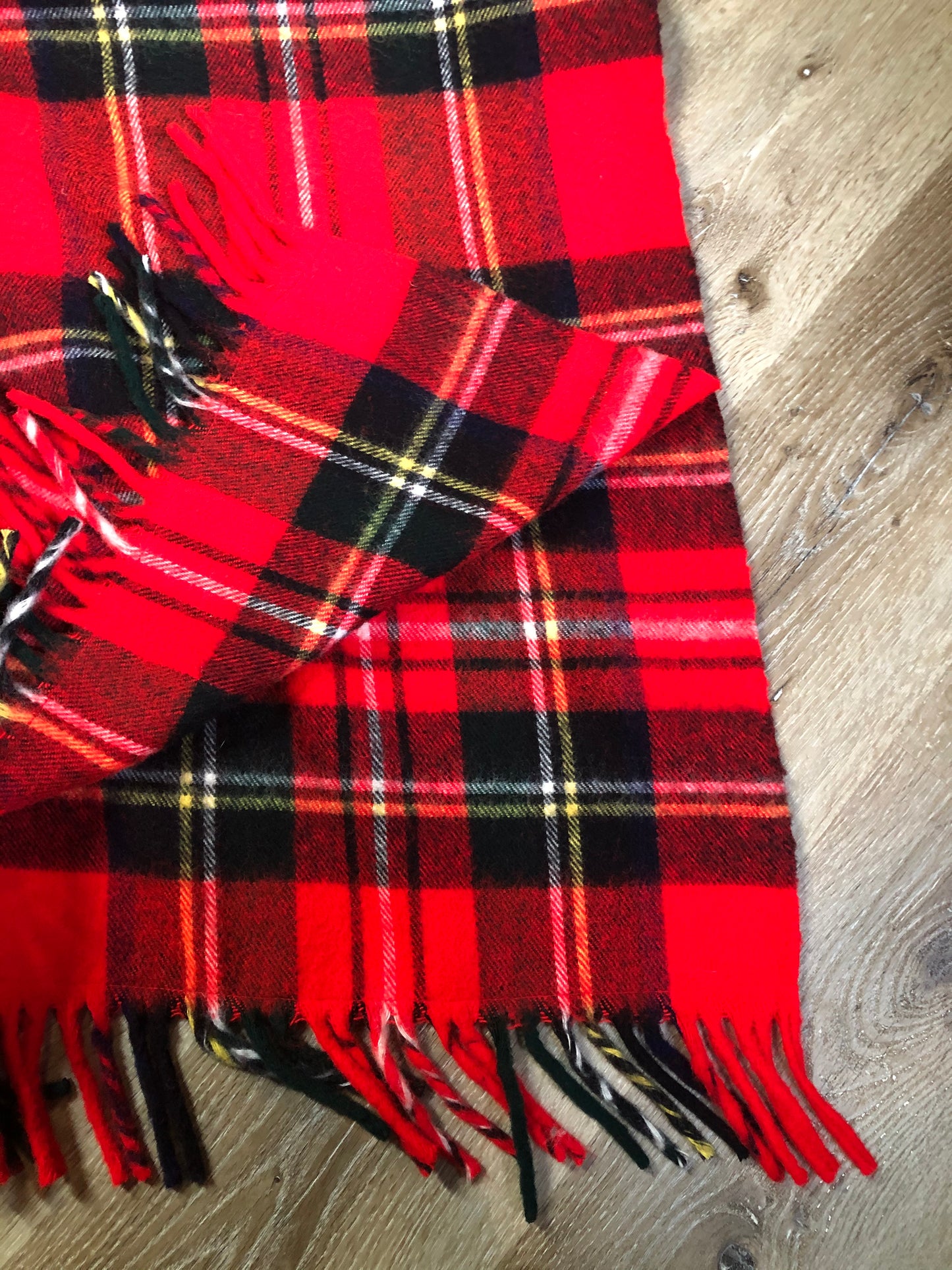 Kingspier Vintage - Royal Stewart tartan wool cape with hood, quarter zip and fringe.