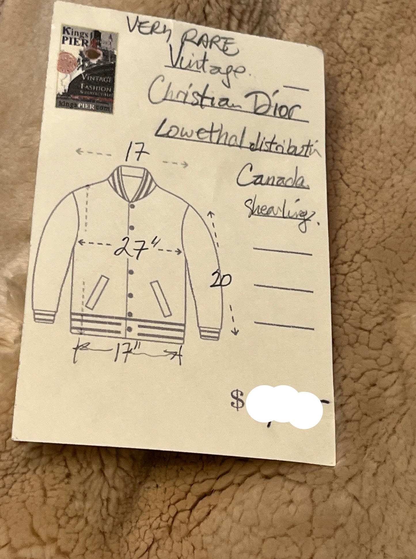 Very Rare Vintage Christian Dior beige shorn beaver shearling jacket with zipper closure, two front pockets and a knit trim.
Shoulder to shoulder - 17”
Shoulder to wrist - 20”
Armpit to armpit - 27”
Front length -
Hem - 17”
*Flat lay measurements.
This coat is in excellent condition, zipper pull has a bit of damage which is shown in pictures.