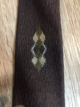 Load image into Gallery viewer, Kingspier Vintage - Fifth Avenue brown tie with white, green and brown diamond motif. Fibres unknown.

Length: 57” 
Width: 2.25” 

This tie is in excellent condition.
