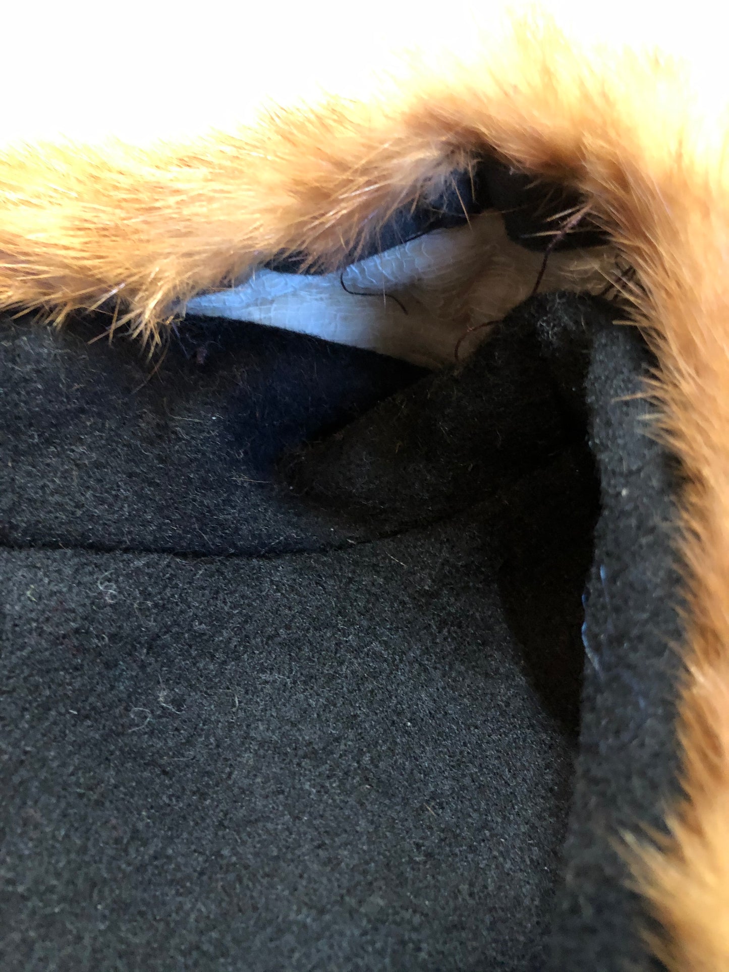 Kingspier Vintage - Vintage Jocardi 1960’s cropped black wool jacket with fur collar, button closures and detail at wrist.