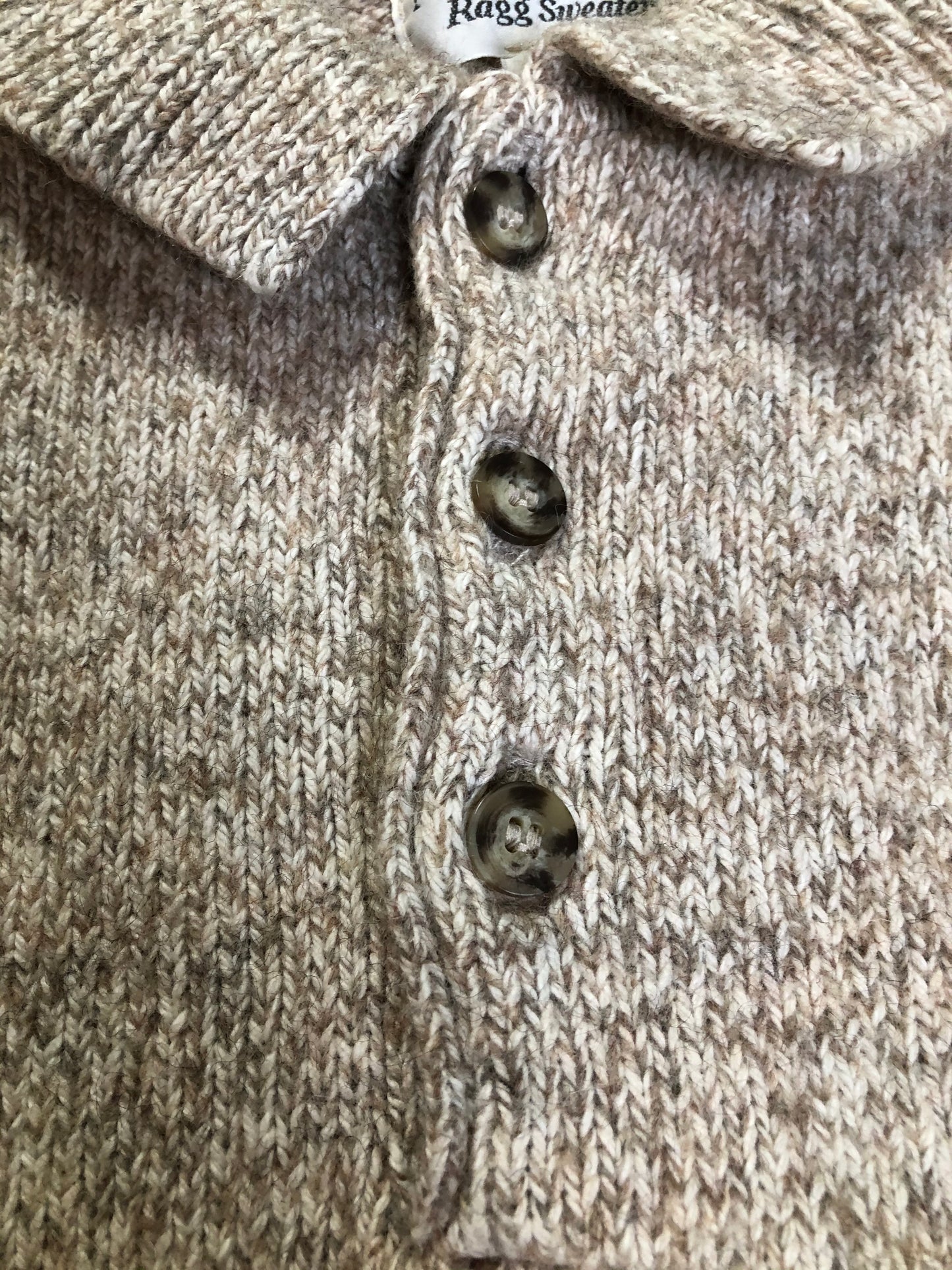 Kingspier Vintage - Northwoods wool and cotton blend sweater in beige. Made in Canada. Size medium.