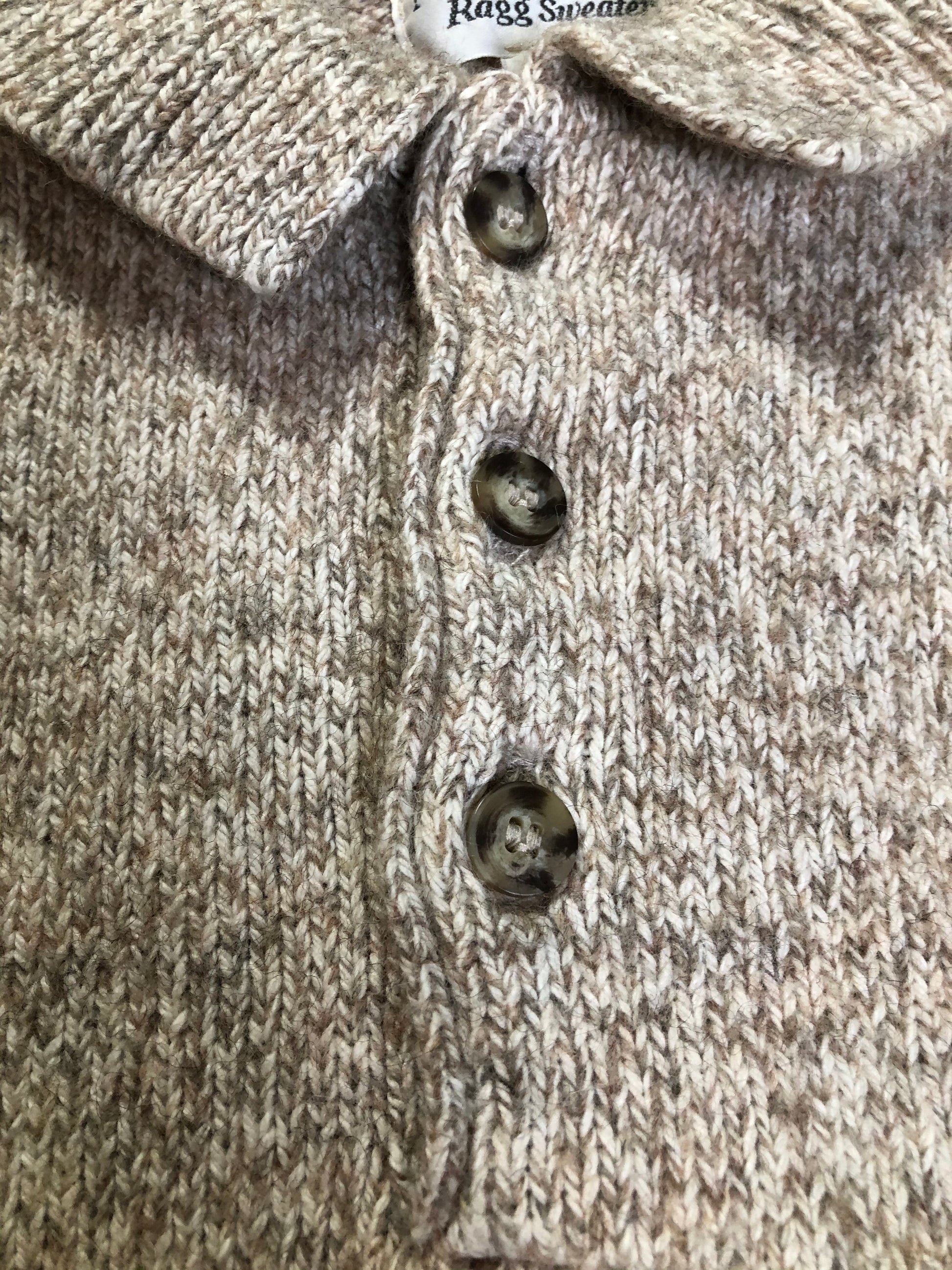 Kingspier Vintage - Northwoods wool and cotton blend sweater in beige. Made in Canada. Size medium.