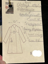 Load image into Gallery viewer, Vintage 60’s NWOT Gleneagles Weatherproofs trench coat with Callapaca 100% alpaca wool lining, button closures and two front pockets.

Size 46
