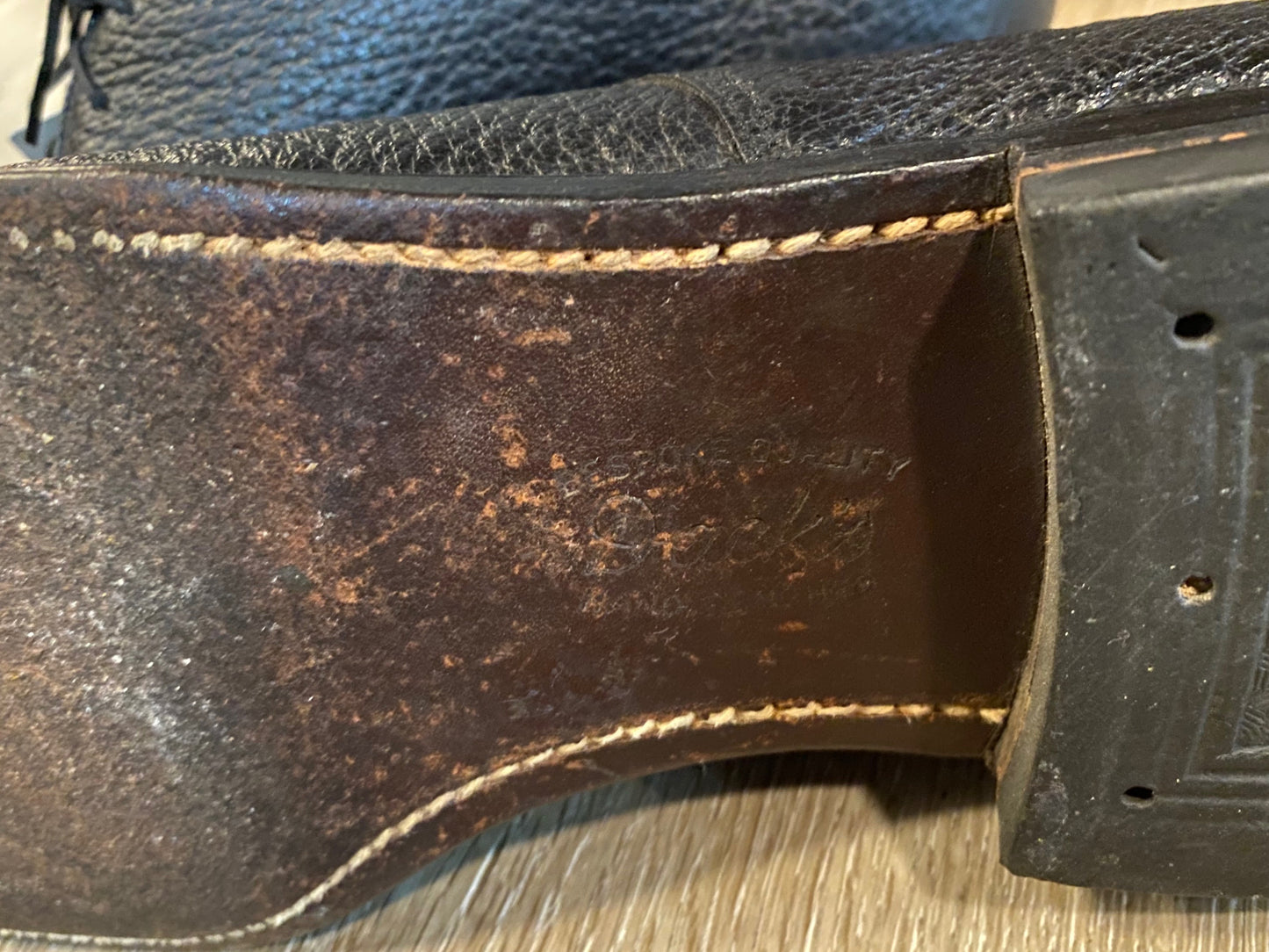 Kingspier Vintage - Black Pebbled Water Bison Leather Plain Toe Derbies by Dack's - Sizes: 8M 10W 41EURO, Made in Canada, Hand Benched Bespoke Quality, Leather Soles and Insoles, Wingfoot Goodyear Rubber Heels