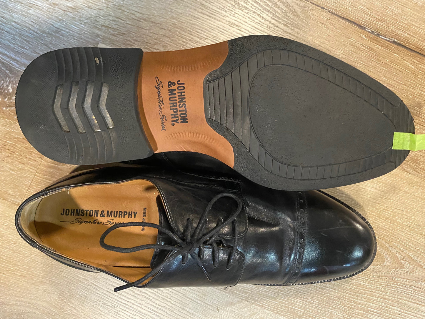 Kingspier Vintage - Black Sheep Skin Quarter Brogue Cap Toe Derbies by Johnston & Murphy Signature Series - Sizes: 8.5M 10.5W 41-42EURO, Made in India, Leather and Rubber Soles