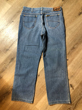 Load image into Gallery viewer, Vintage Lee Denim Jeans - 4080W02/95  High rise  Straight leg.  Medium Wash  100% Cotton  Tagged as 36.5”x34”  Made in Canada - Kingspier Vintage
