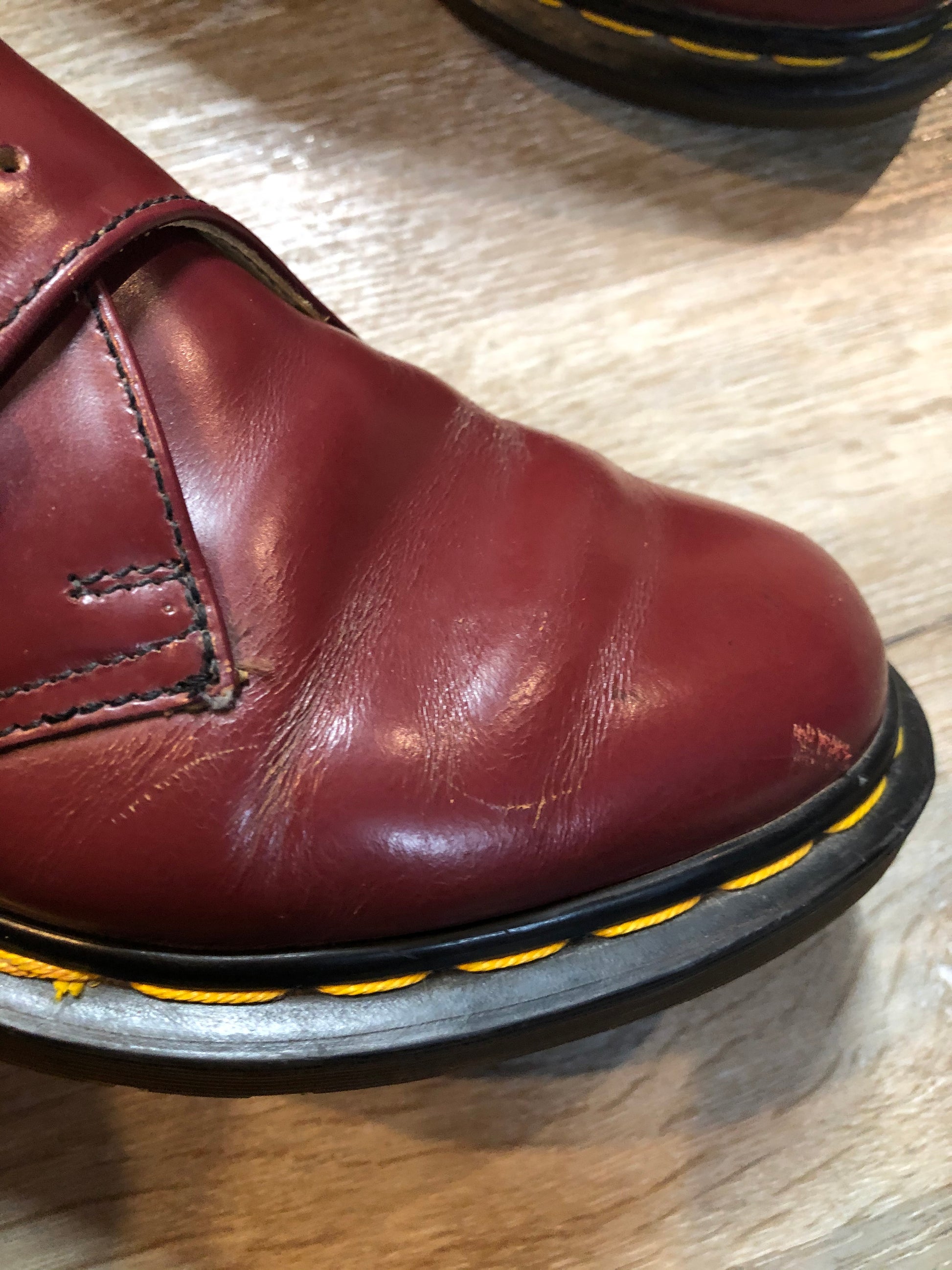 Kingspier Vintage - Vintage Monkstrap Doc Martens in Oxblood
Made in UK
Size UK 3.5, US W 5.5 
*As this is a vintage item there are some slight signs of wear. Overall they are in fantastic condition!