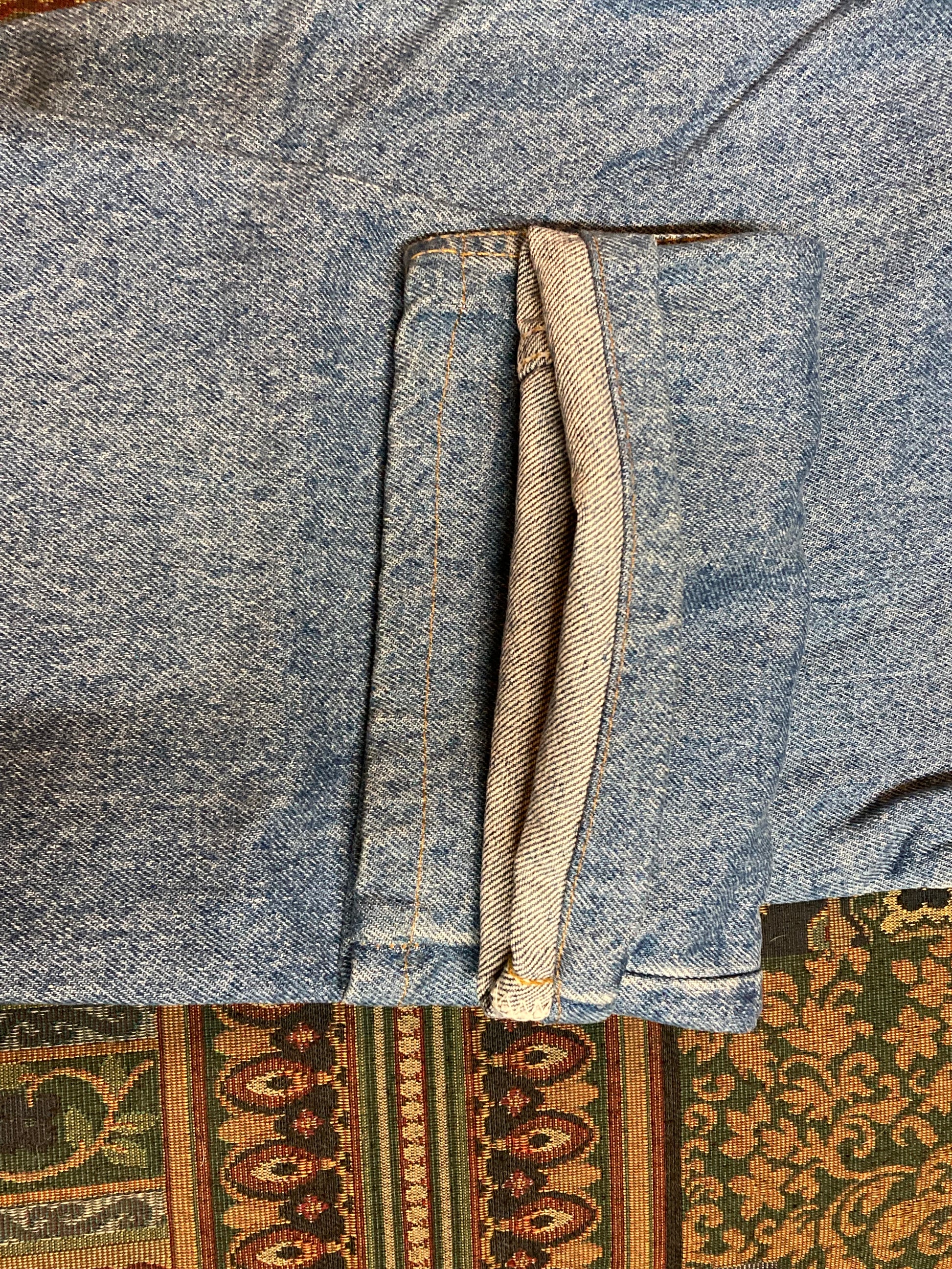 Levi’s 619 - 32”x31.5” Denim Jeans  Vintage Orange Tab  High rise  Straight cut  100% cotton  Medium wash  Button stamped “212”  Labeled 32”x34” with professionally altered hem  Made in Canada - Kingspier Vintage