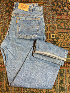 Levi’s 619 - 32”x31.5” Denim Jeans  Vintage Orange Tab  High rise  Straight cut  100% cotton  Medium wash  Button stamped “212”  Labeled 32”x34” with professionally altered hem  Made in Canada - Kingspier Vintage