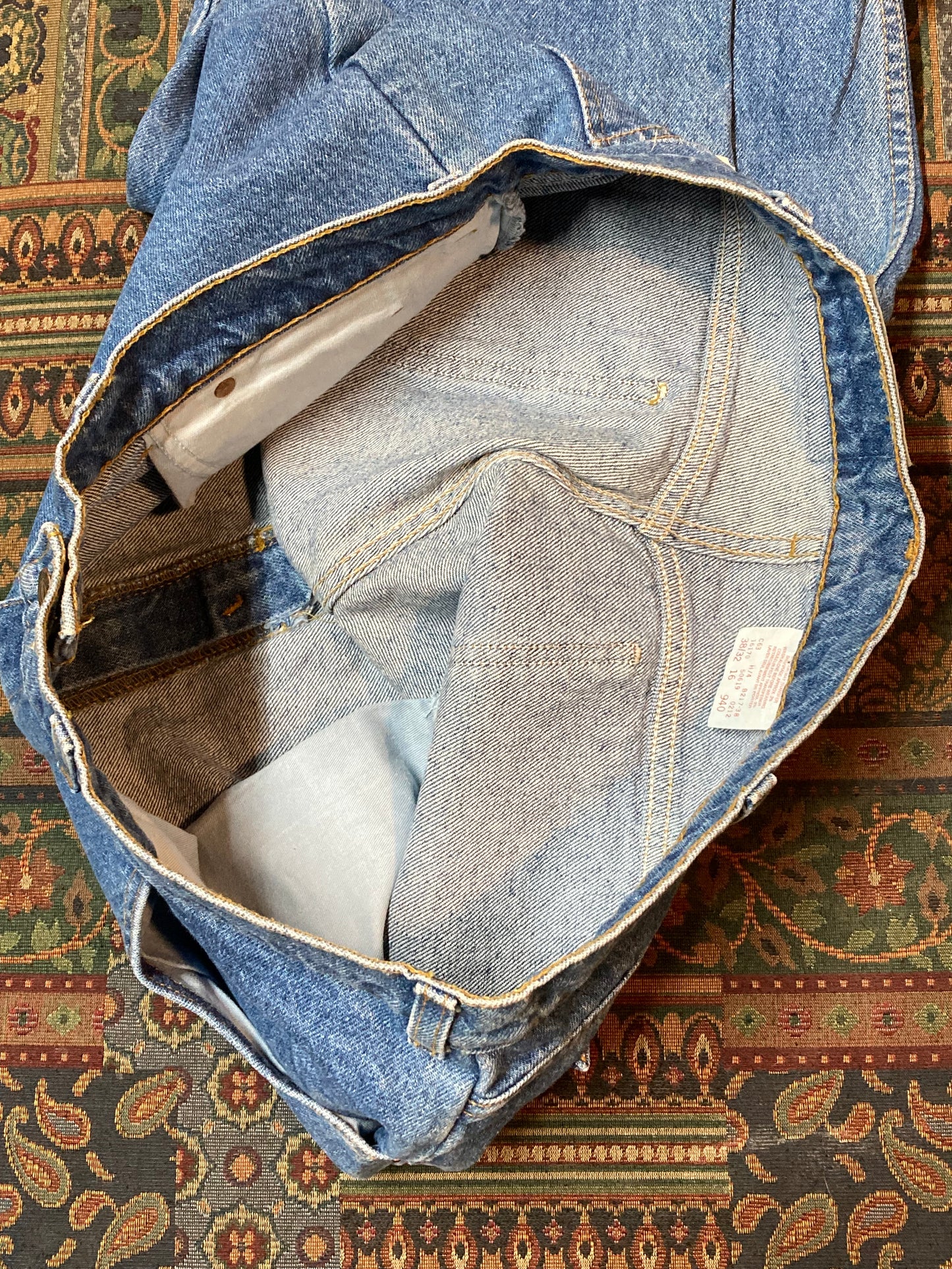 Levi’s 619 Denim Jeans, new with tags Vintage Deadstock Orange Tab High Waist Straight leg Labeled 38”x32” Button stamped “C63” Made in Canada - Kingspier Vintage