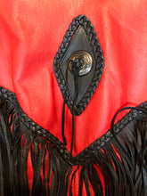 Load image into Gallery viewer, Vintage Screamin’ Eagle Red Fringe Leather Jacket
