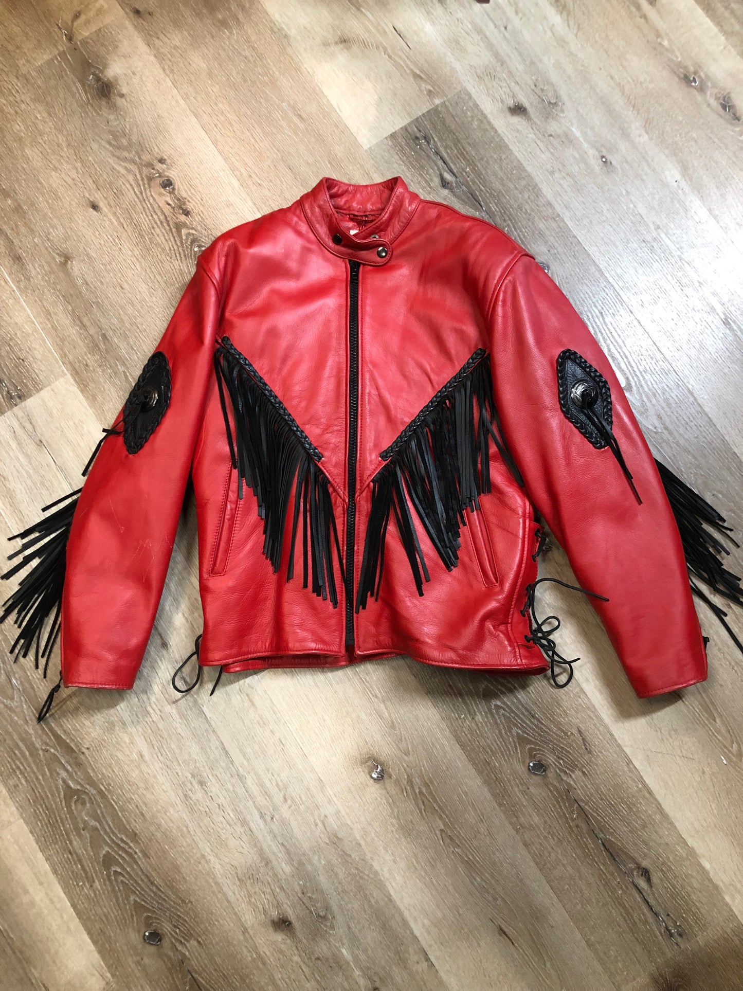 Vintage Screamin’ Eagle Red Fringe Leather Jacket
