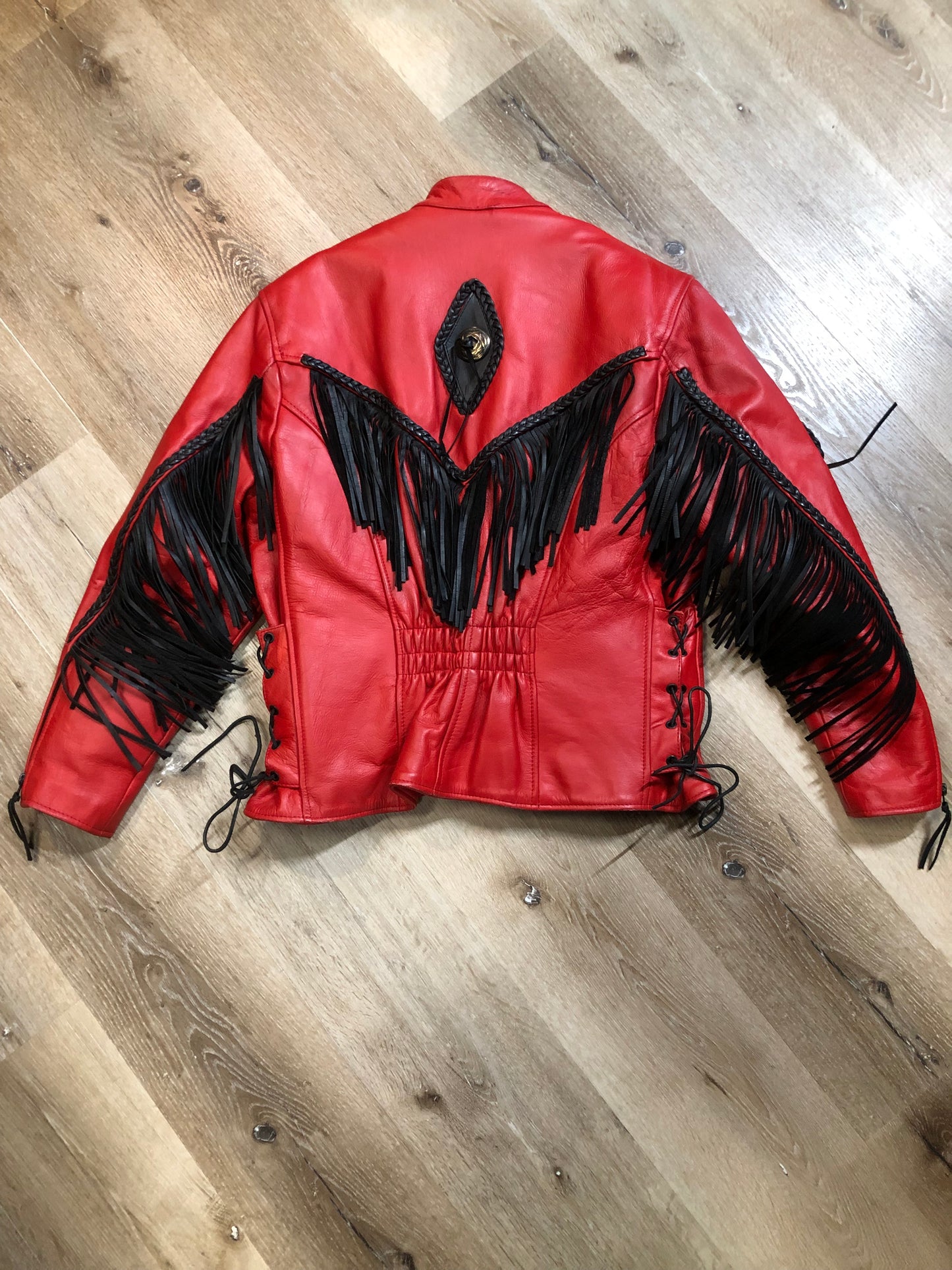Vintage Screamin’ Eagle Red Fringe Leather Jacket