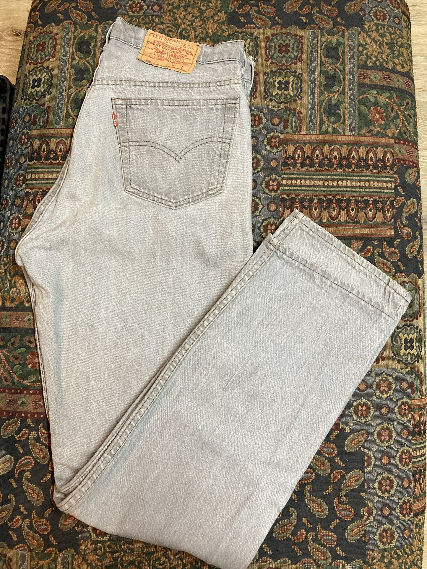 Levi’s 501 Vintage Red Tab Grey Denim Jeans - 31”x32”, Made in Canada - Kingspier Vintage
