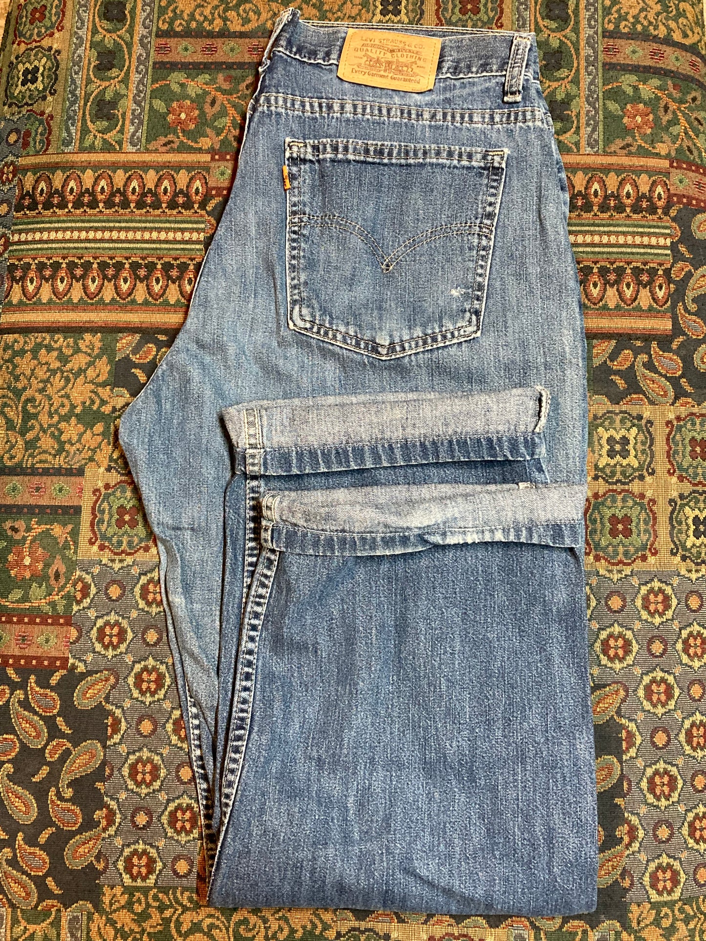 Levi’s 569 Vintage Orange Tab Denim Jeans - 32”x26”, Made in Canada - Kingspier Vintage