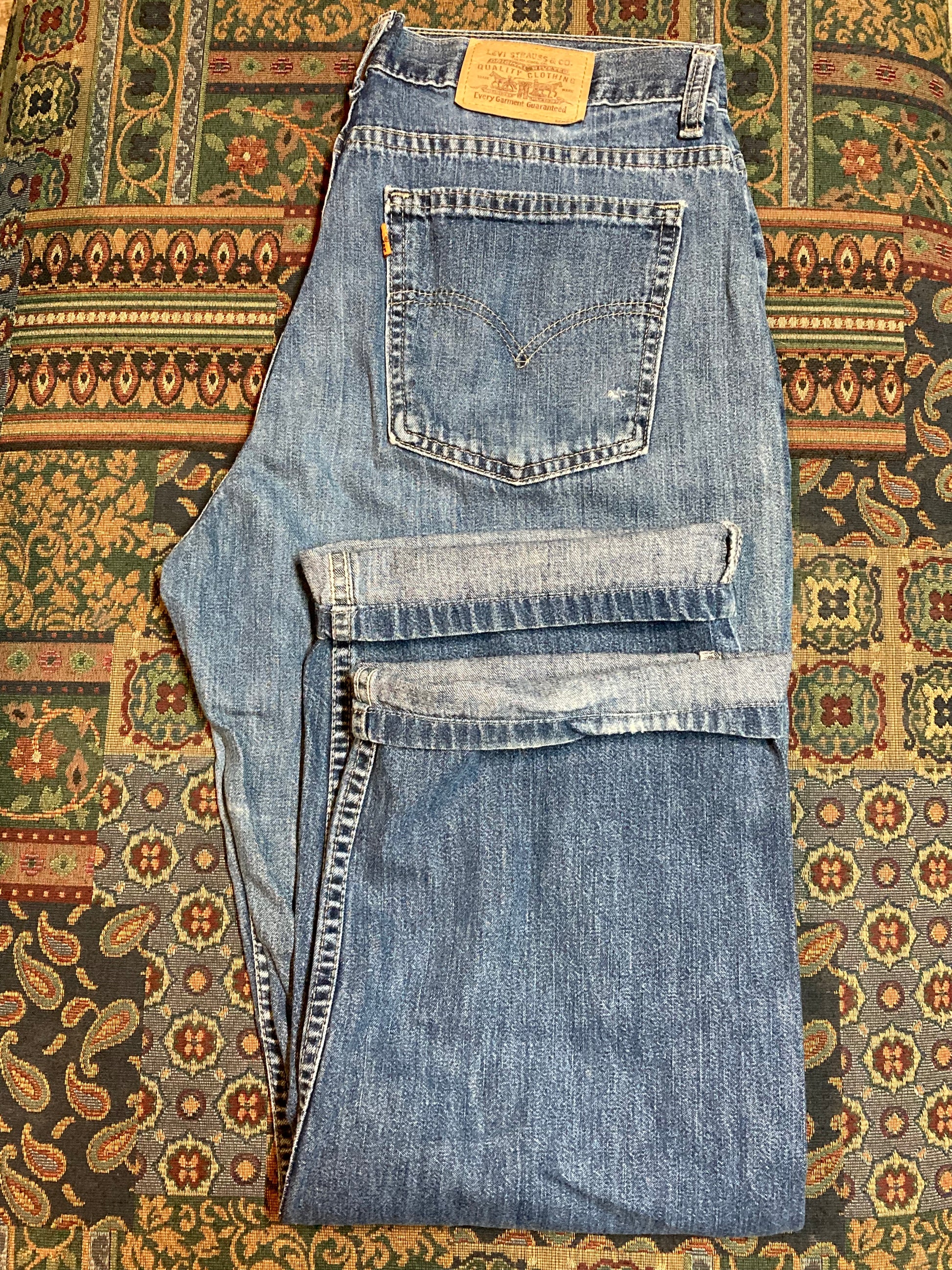 Levi’s 569 Vintage Orange Tab Denim Jeans - 32”x26”, Made in Canada - Kingspier Vintage