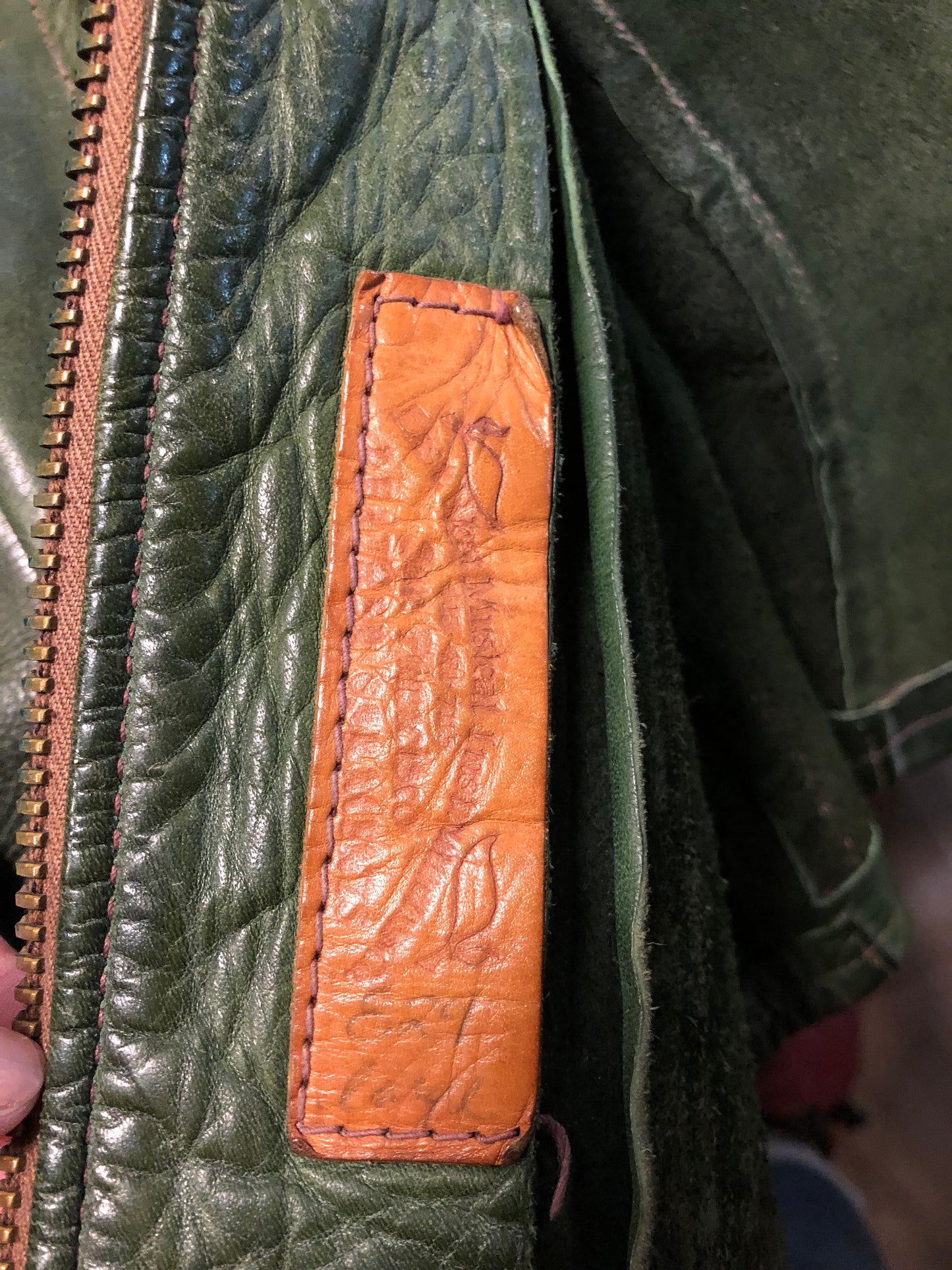 Very Rare Vintage 60s/ 70s East West Musical Instruments Co. Green Leather Jacket, Made in USA, SOLD