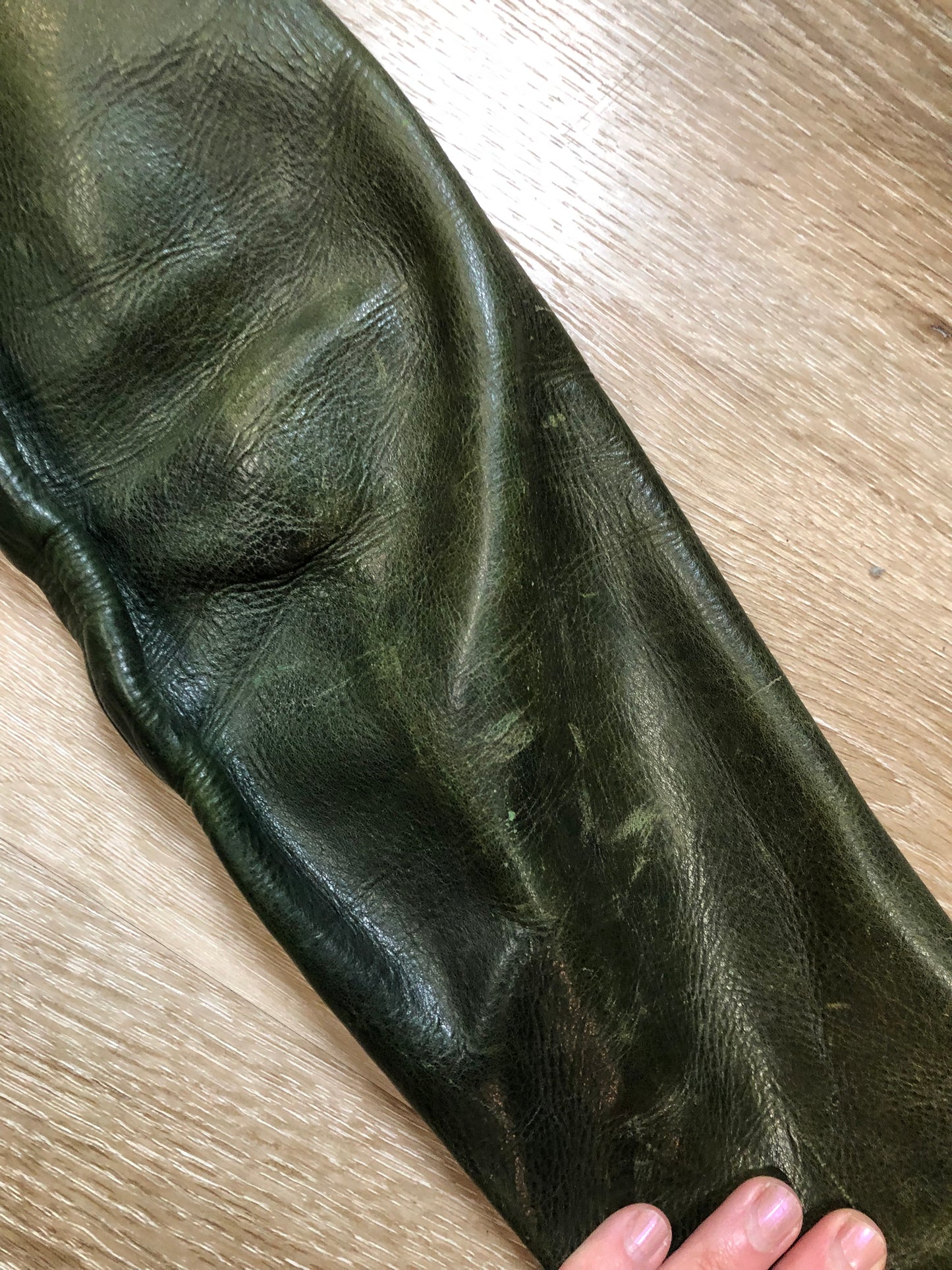 Very Rare Vintage 60s/ 70s East West Musical Instruments Co. Green Leather Jacket, Made in USA, SOLD