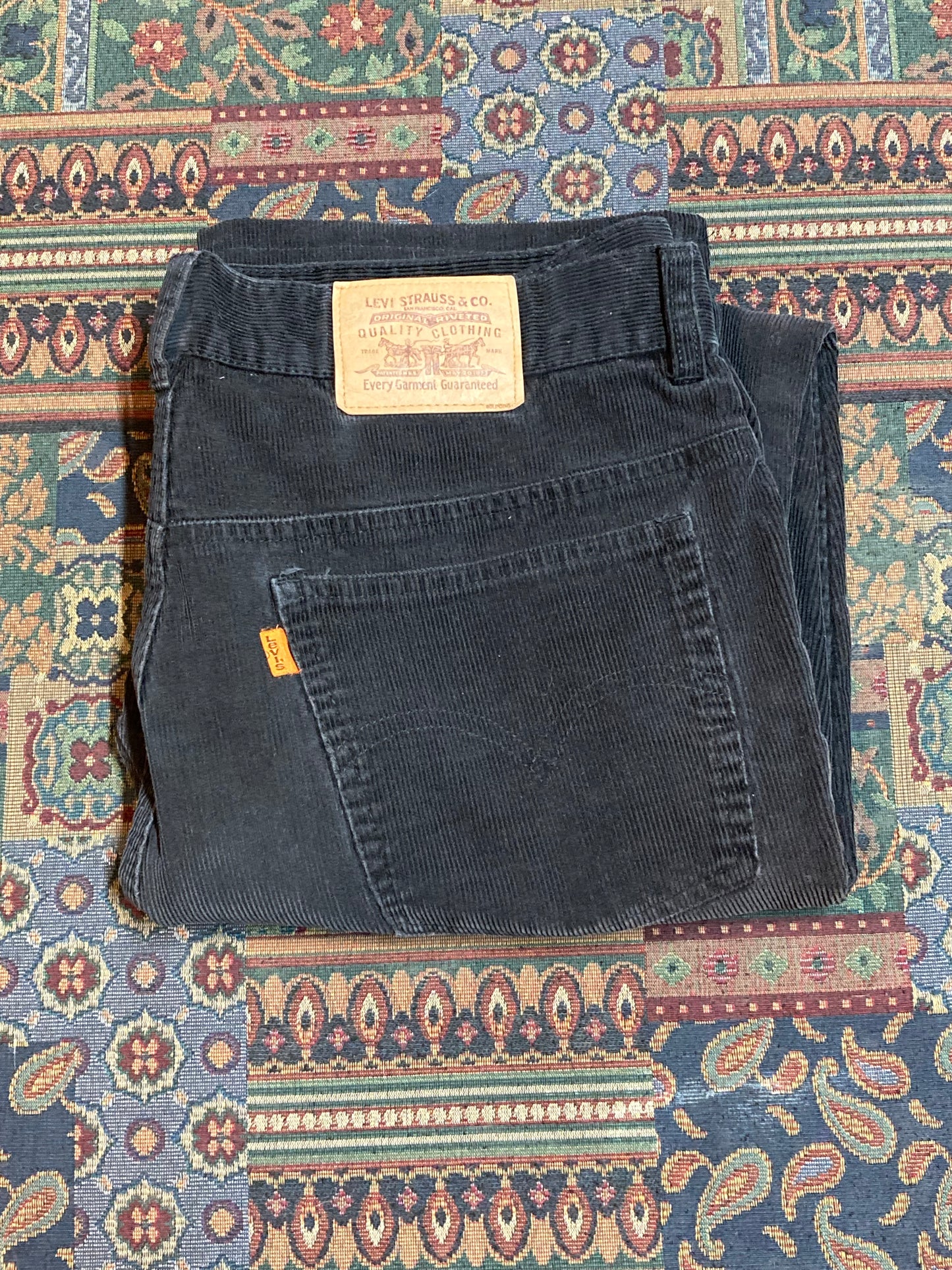 Levi’s Vintage Orange Tab Black Corduroy Pants - 34”x26.5” - Kingspier Vintage