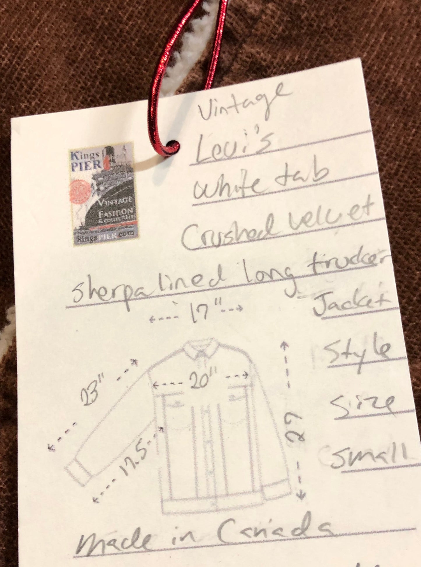 Vintage Levi’s Sherpa Lined Corduroy Jacket, Whte Tab, Made in Canada, SOLD