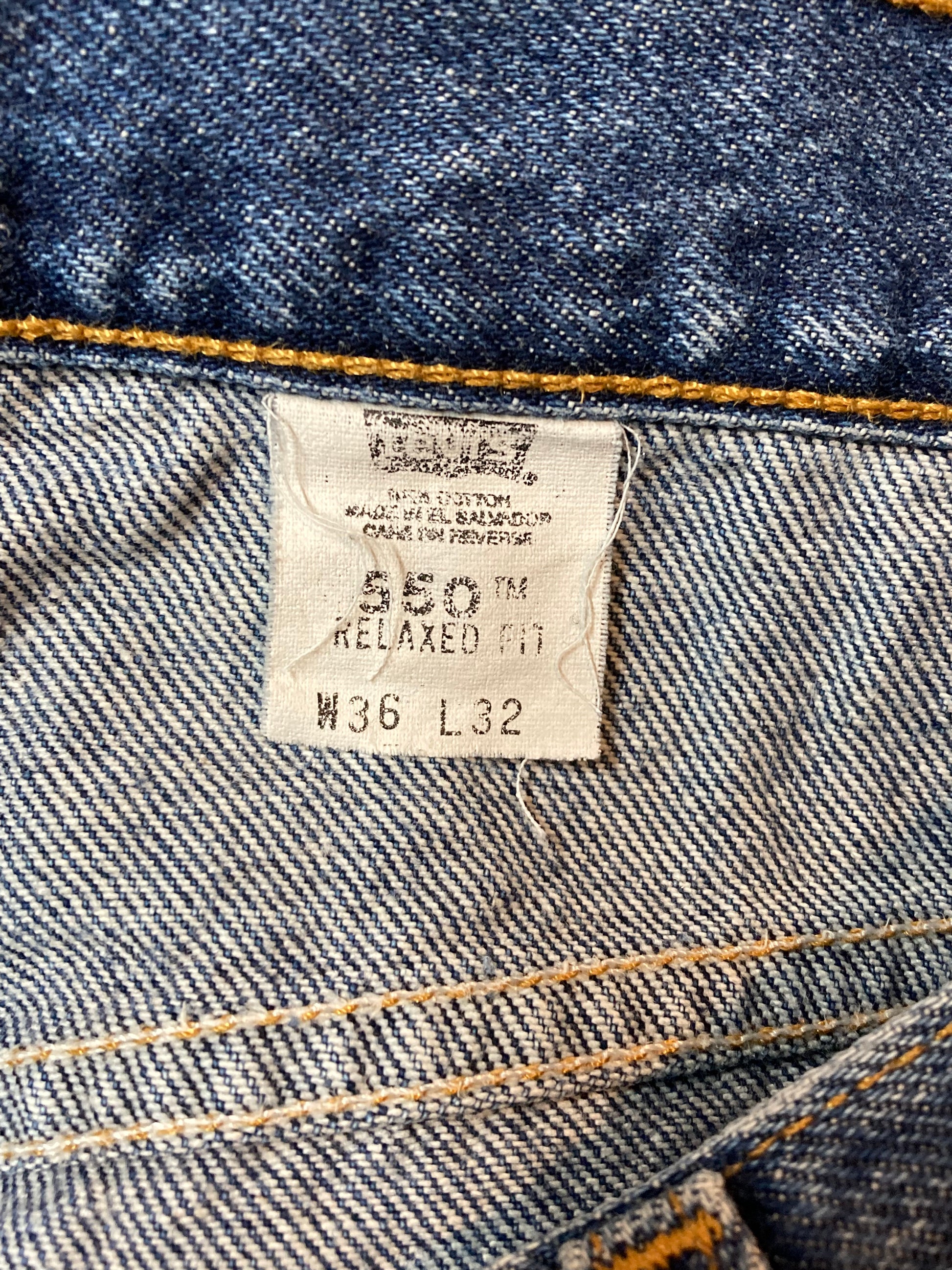 Levi’s 550 Vintage Red Tab Denim Jeans - 34”x31”, Made in El Salvador - Kingspier Vintage