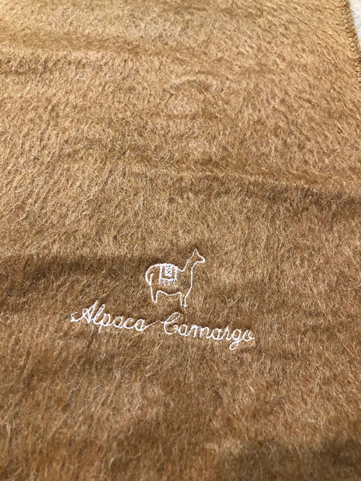 Kingspier Vintage - Alpaca Camargo light brown 100% alpaca wool scarf. Made in Peru.