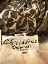 Load image into Gallery viewer, Kingspier Vintage - Vintage Christine Originals Blonde fur hat with fur pom pom. Interior lined in brown floral embroidered nylon mesh. Union made in Montreal, Canada. Size small.

This hat is in excellent condition.

