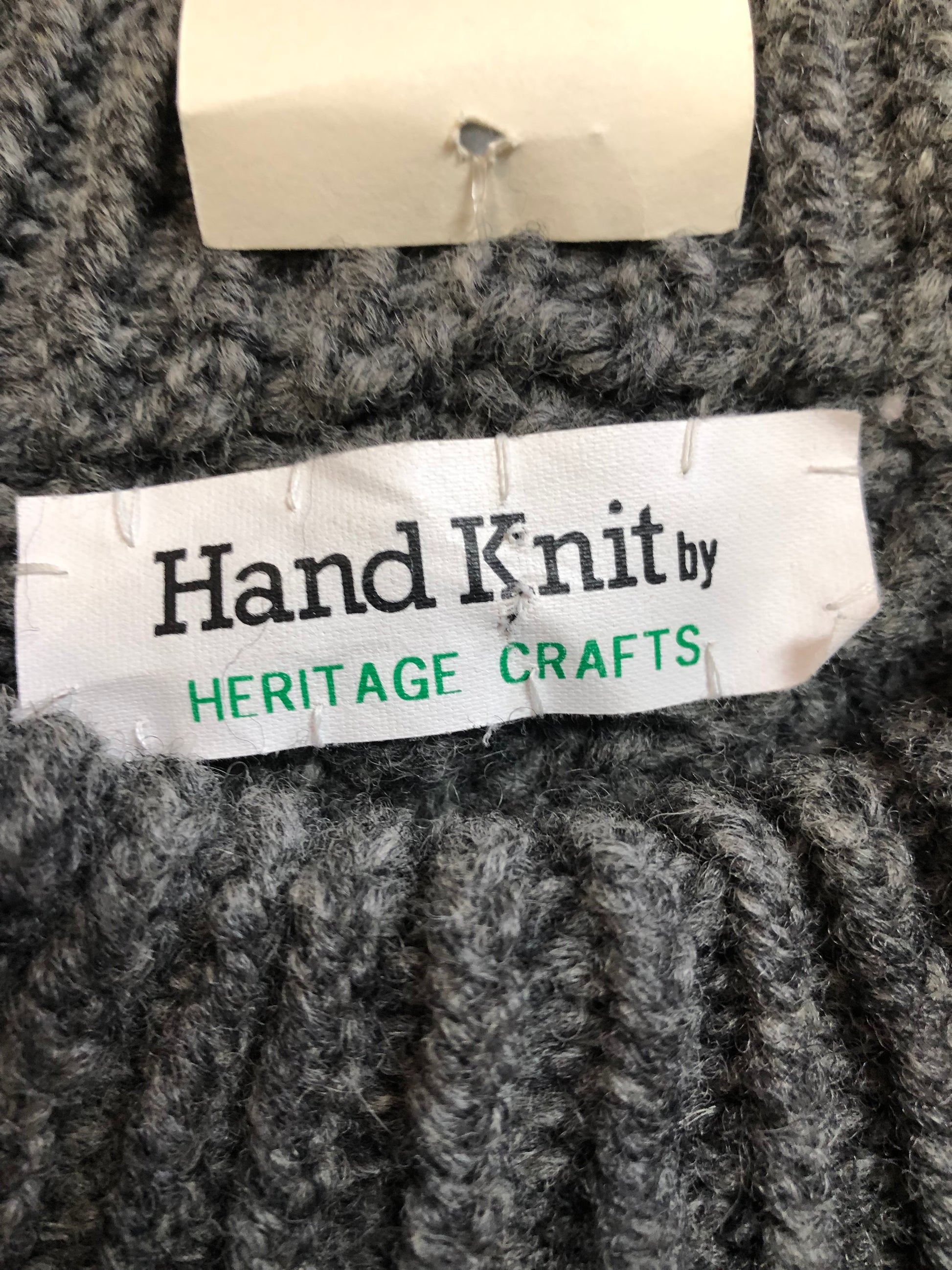Kingspier Vintage - Vintage Heritage Crafts hand-knit grey wool crewneck sweater.
Made in Nova Scotia, Canada.
Size medium.