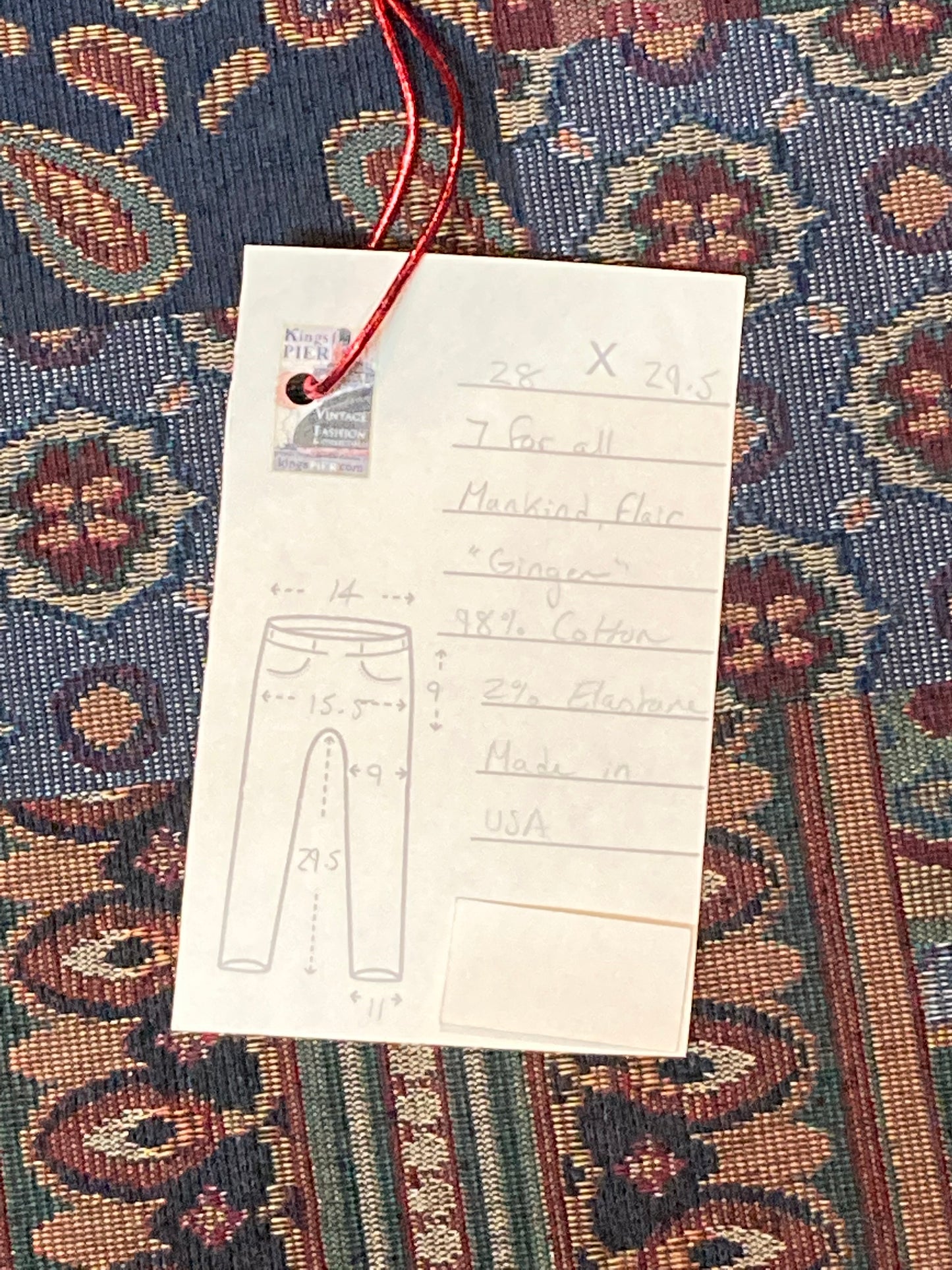 Kingspier Vintage -7 For All Mankind Denim Jeans - 28”x29.5”, Made in USA