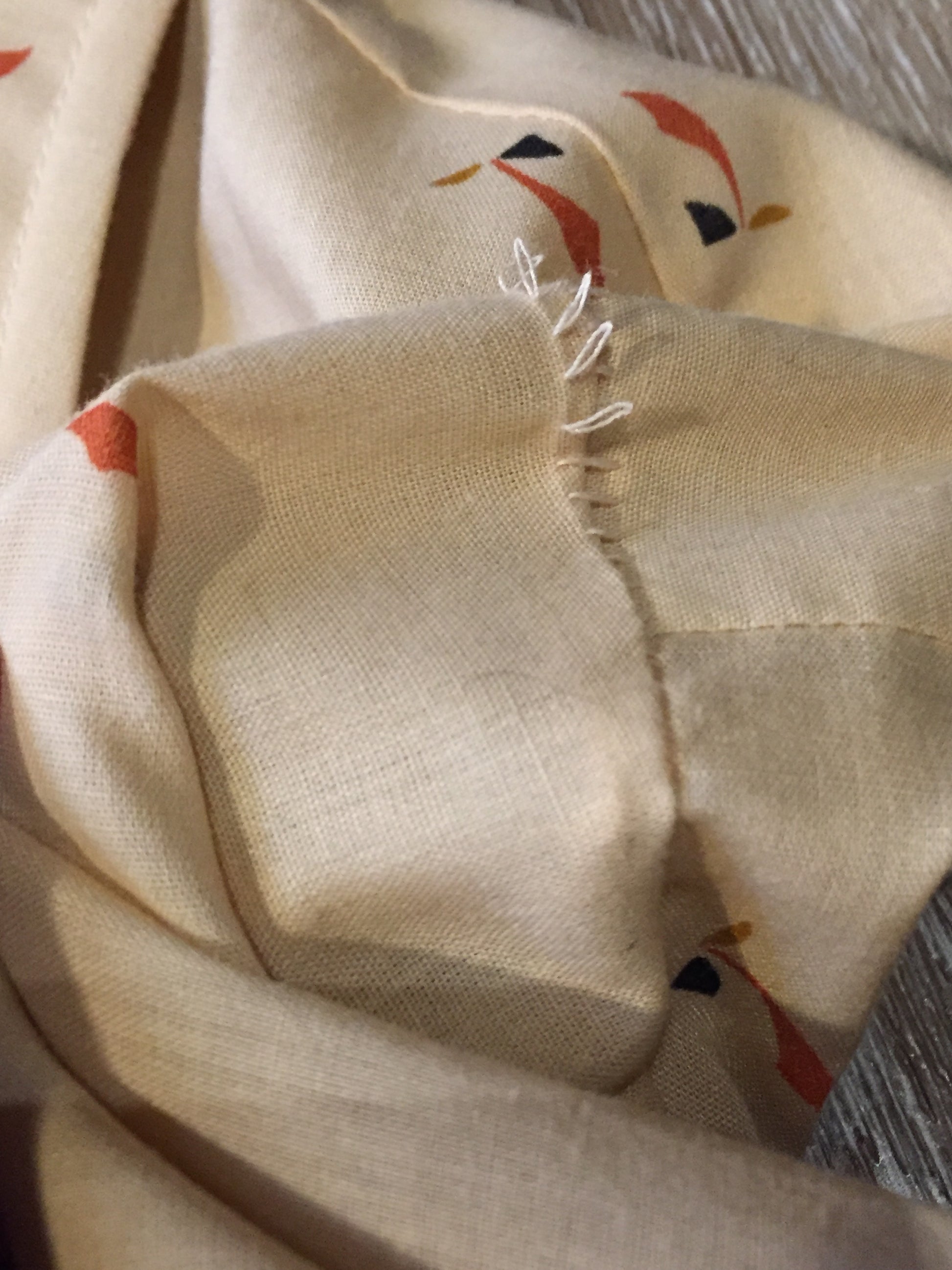 Kingspier Vintage - Vintage Arrow button up shirt in salmon, black, mustard and orange design. Made in Canada. Mens size medium.