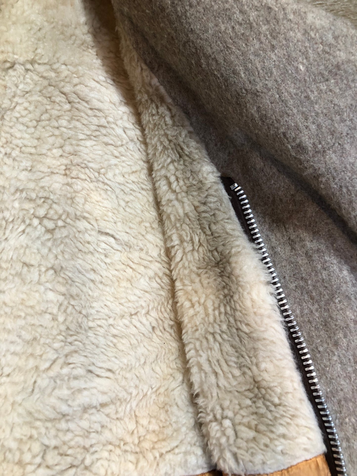 Kingspier Vintage - Wild Woods grey wool duffle coat with wooden toggles and zip closures, patch pockets, Sherpa and quilted lining. Made in Canada.