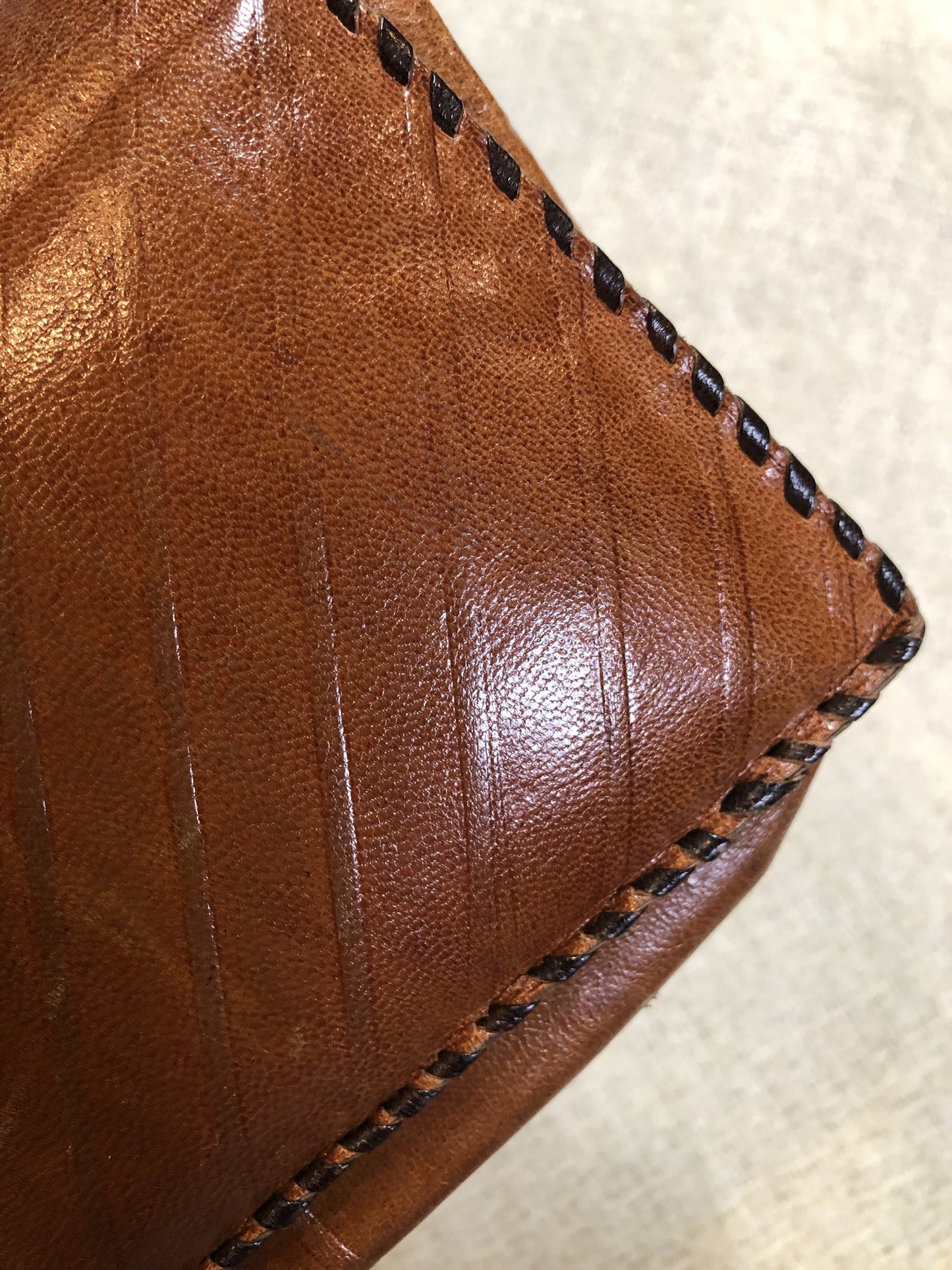 Vintage Brown Leather Crossbody Bag with Braided Strap