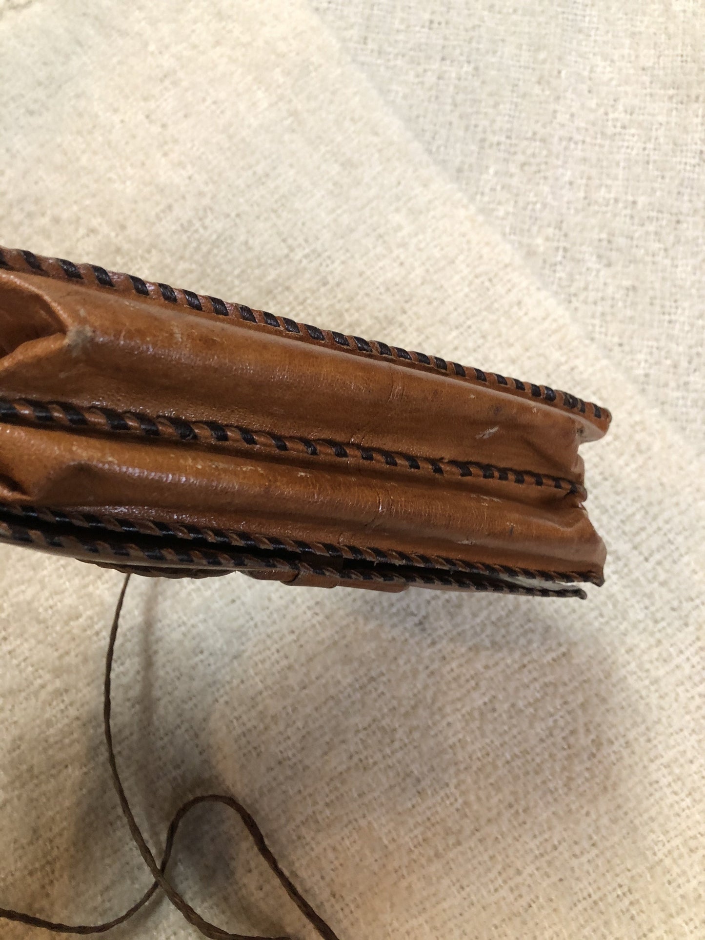 Vintage Brown Leather Crossbody Bag with Braided Strap