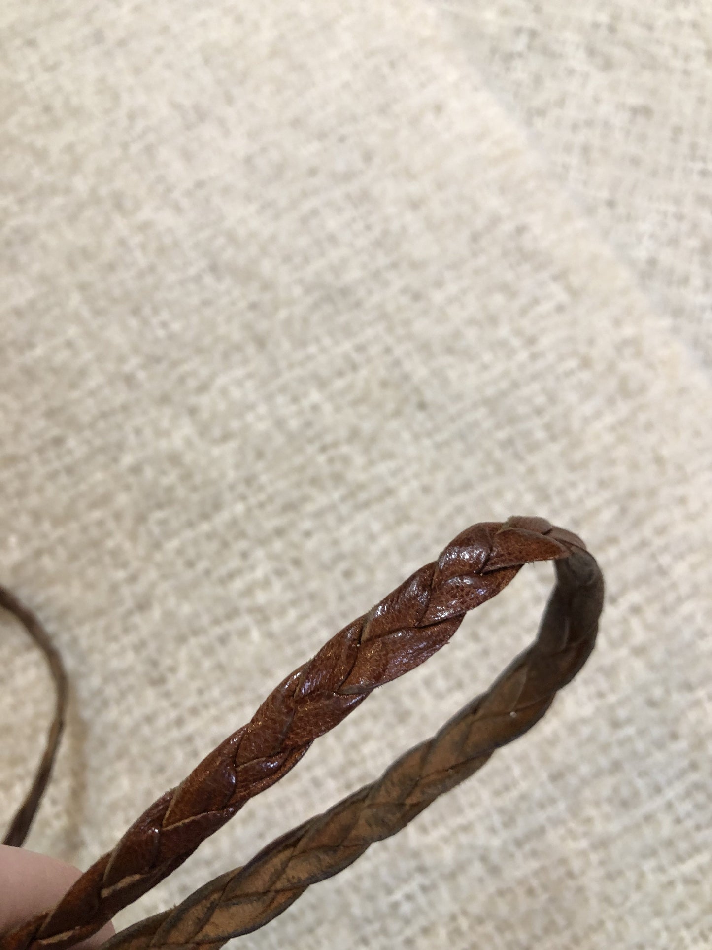 Vintage Brown Leather Crossbody Bag with Braided Strap