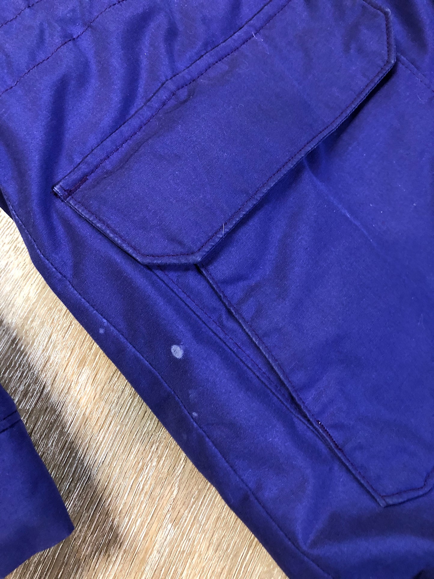 Kingspier Vintage - LL Bean purple casual coat with plaid lining, snap and zip closures, flap pockets, drawstring at the waist and detachable hood. Size medium.