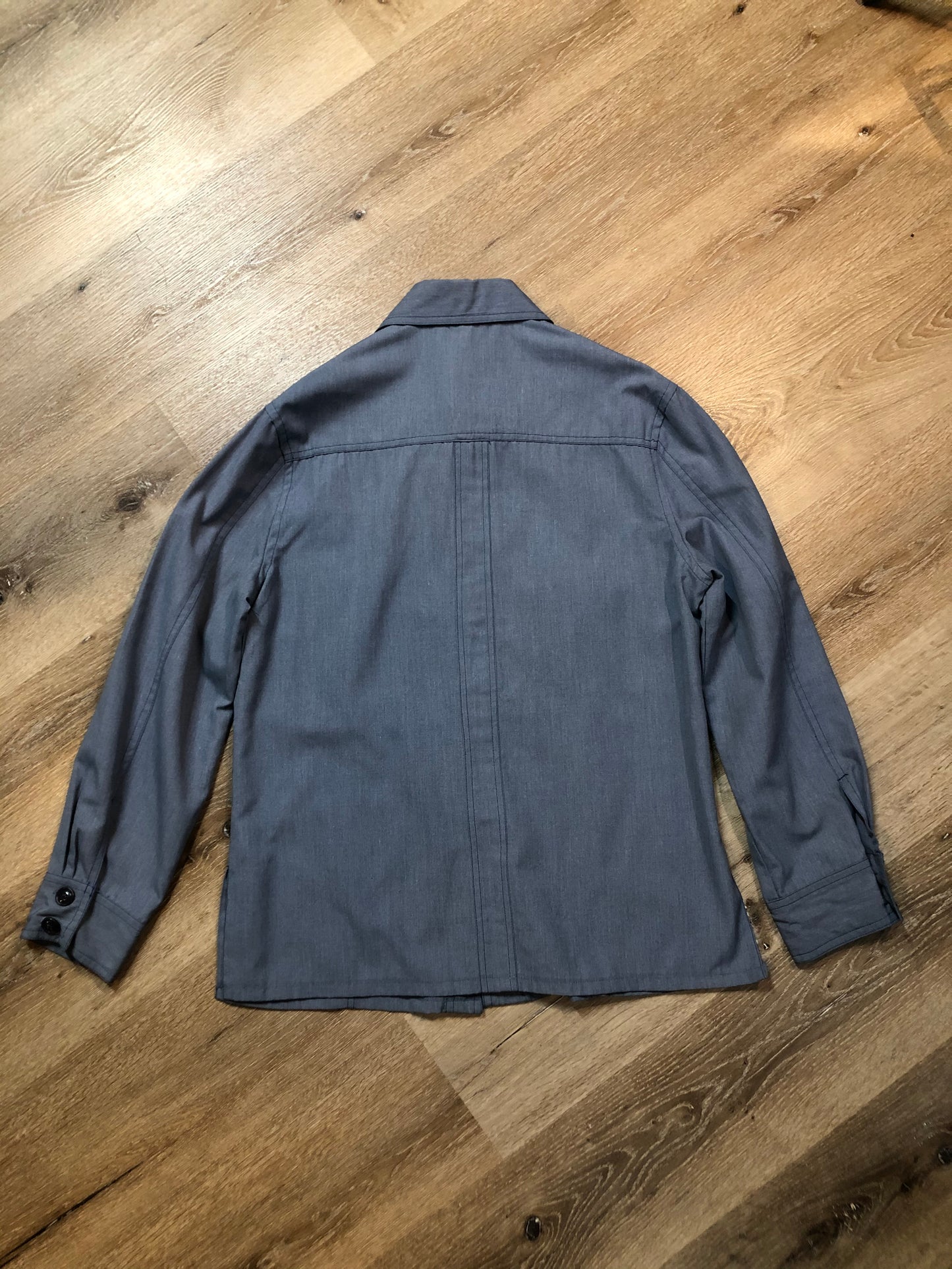 Kingspier Vintage - Sears Mens Store blue and grey button up shirt. Mens size large.
