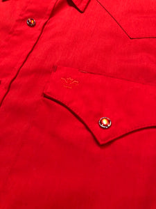 Kingspier Vintage - MWG red western style button up shirt. Cotton and polyester blend. Mens size large.
