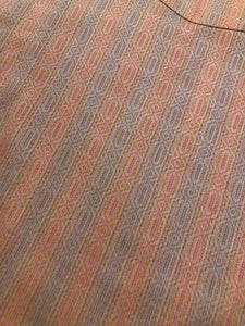 Kingspier Vintage - Pariani pink, orange, grey diamond and stripe pattern button up Tuxedo shirt. Mens size large.
