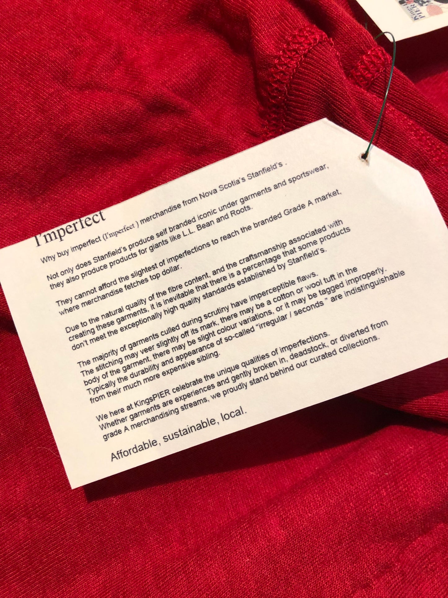 Kingspier Vintage - Stanfield''s deadstock duofold / layered jersey knit union suits in red or grey. The Stanfield's union suits are ingeniously designed with wicking and insulating layers of wool and cotton blends and have been a "staple" of Stanfield’s for many decades. Inner Layer: 50% Cotton/ 50% Polyester Outer Layer: 50% merino wool/ 50% Polyester These onsies are irregular/seconds...we're calling them “I’mperfects” as imperfections are undetectable.