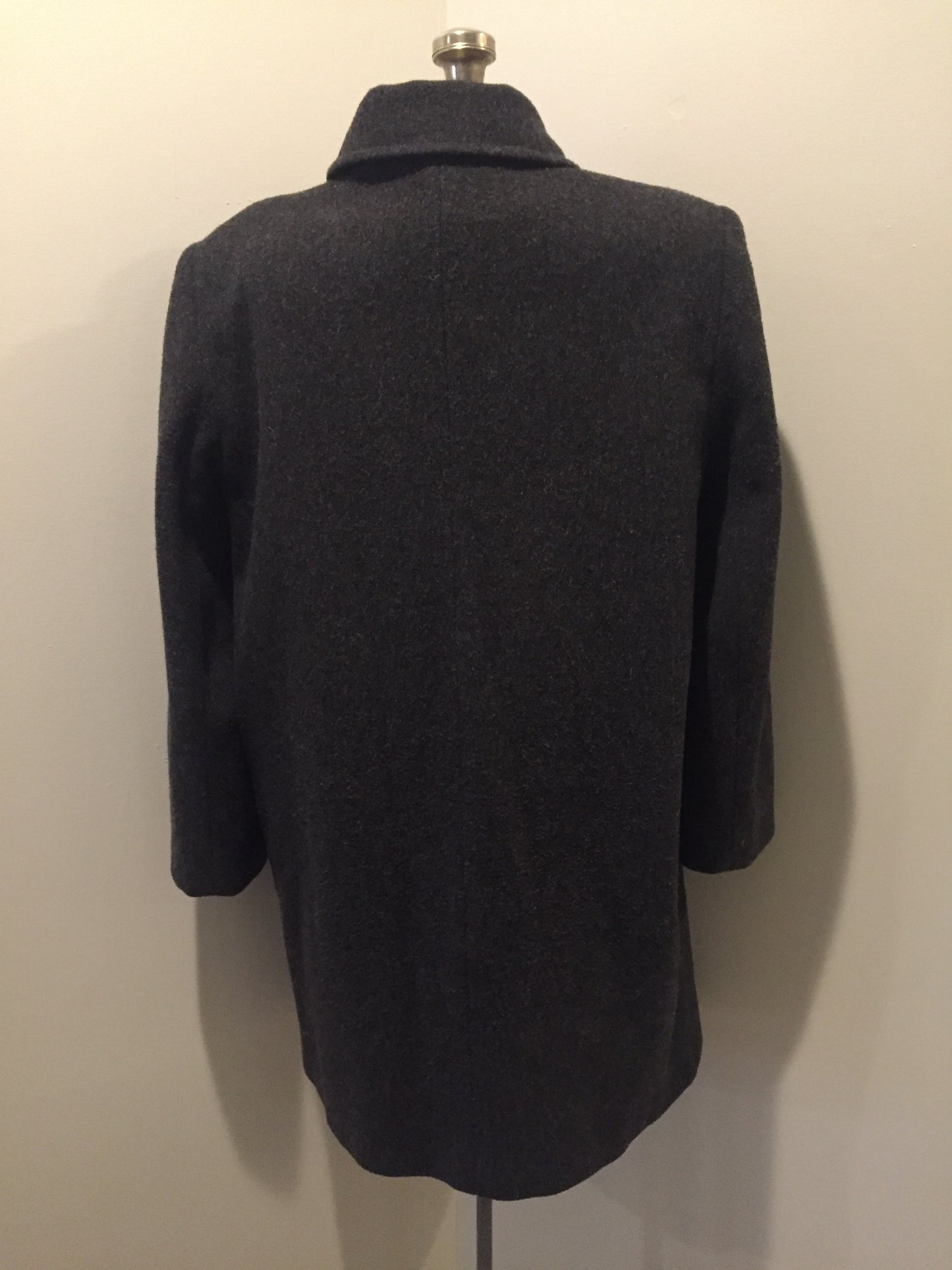 Kingspier Vintage - Alfred Dunner grey 100% wool coat with ornate silver buttons and flap pockets. Made in USA. Size 12.