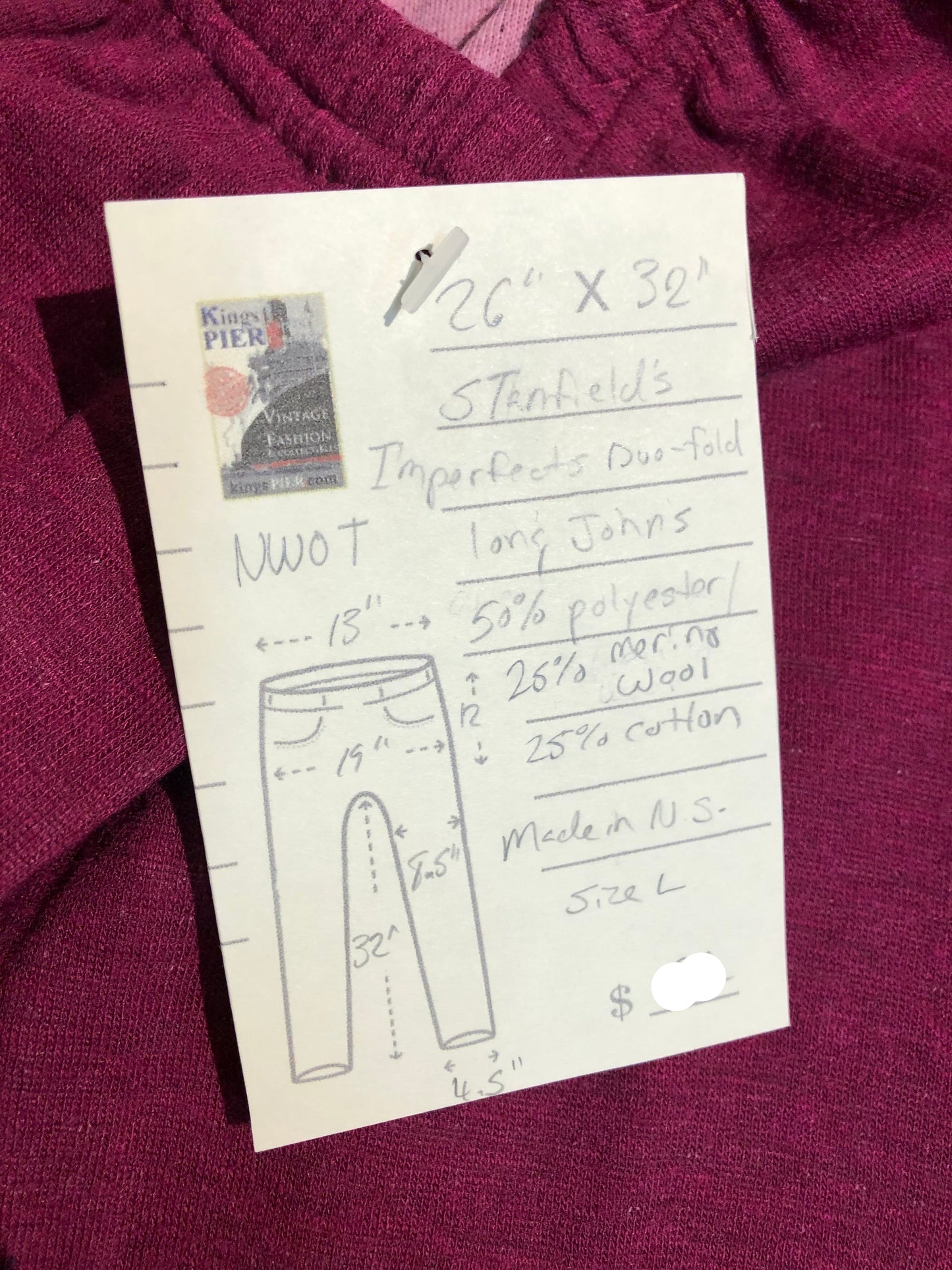 Kingspier Vintage - Stanfield''s deadstock duofold / layered jersey knit long underwear.
Made in Nova Scotia, Canada.