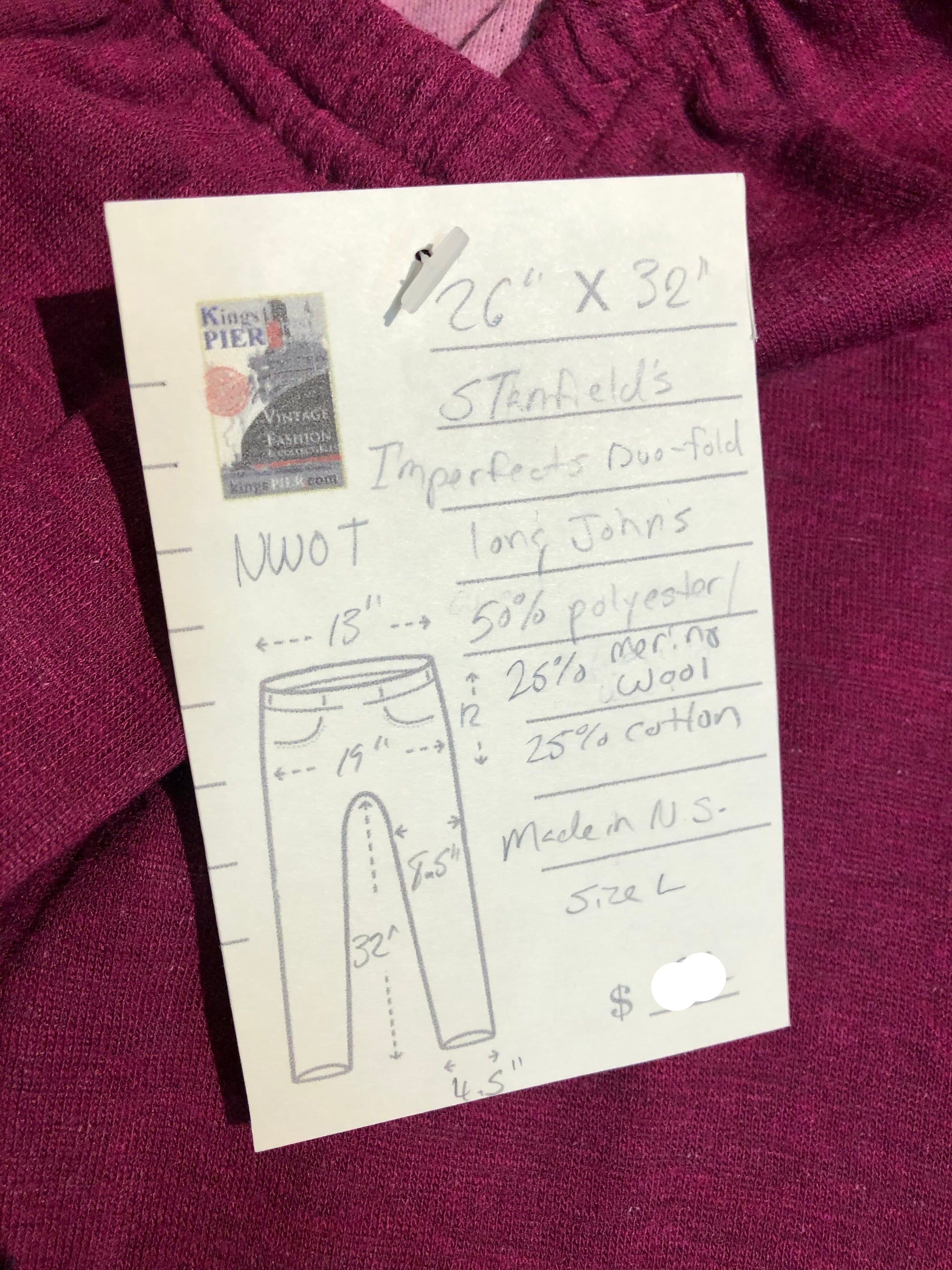 Kingspier Vintage - Stanfield''s deadstock duofold / layered jersey knit long underwear.
Made in Nova Scotia, Canada.