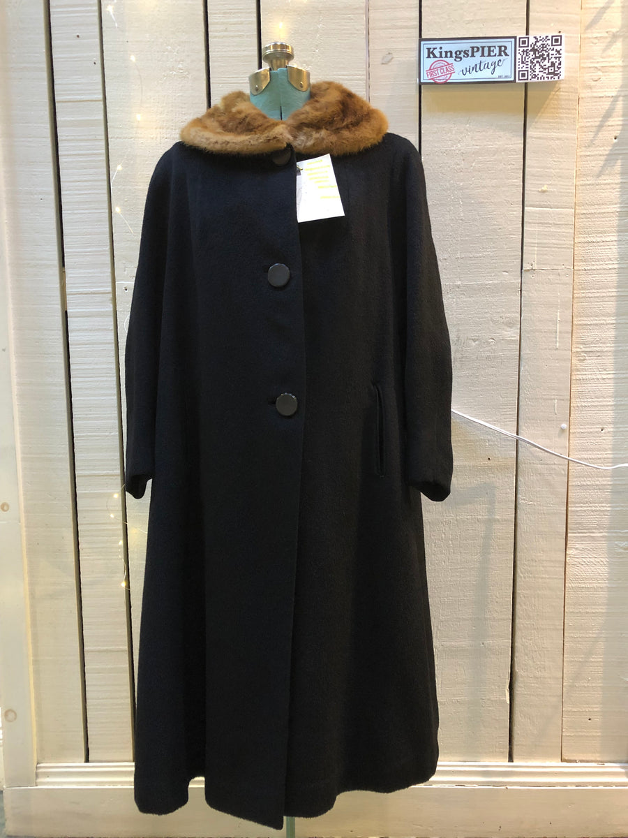 Vintage Henry Morgan Alpaca and Beaver Felt Coat with Mink Fur Collar