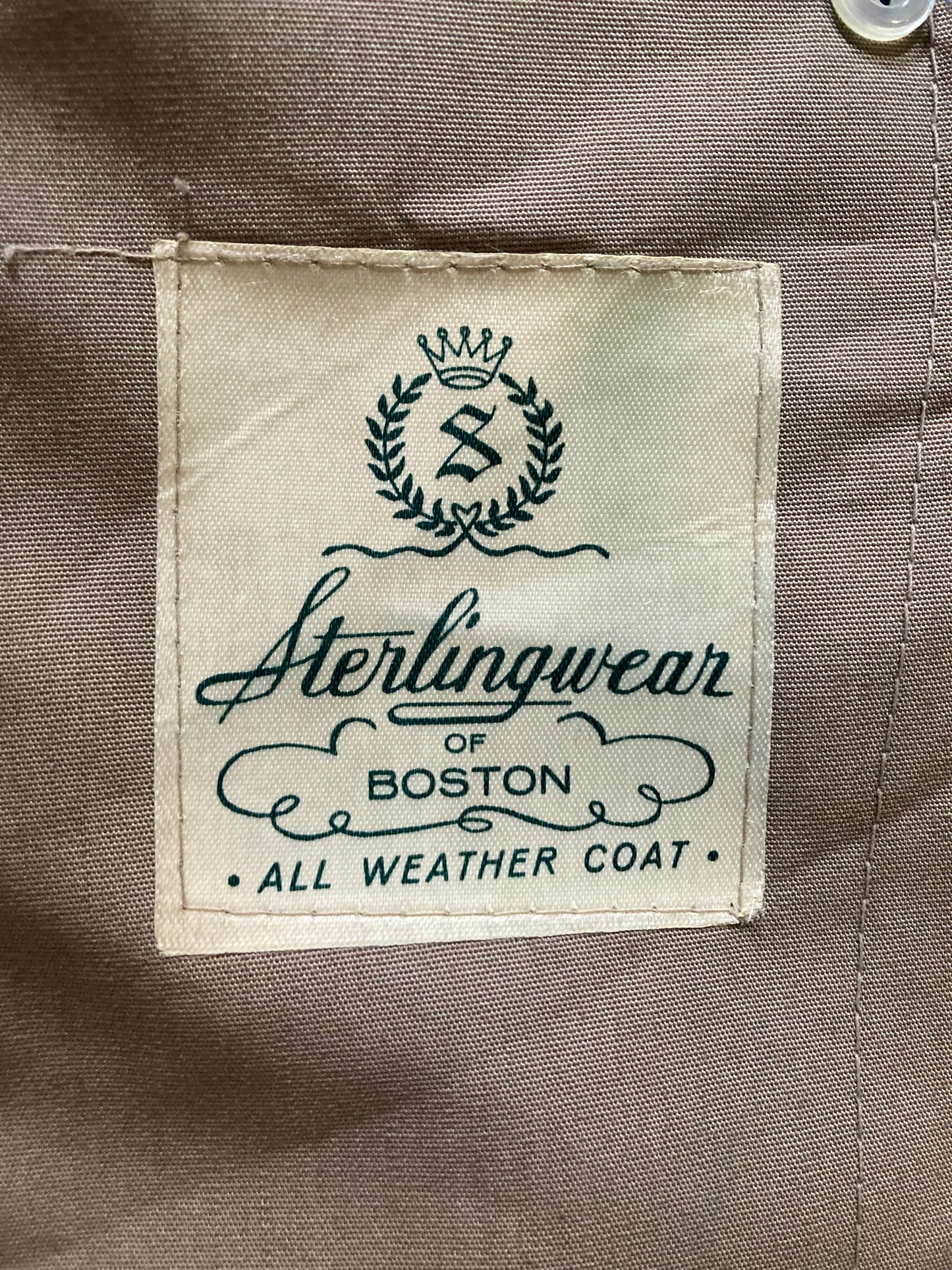 Kingspier Vintage - Vintage Sterlingwear of Boston double breasted trench coat with belt and flap pockets.