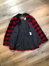 Load image into Gallery viewer, Kingspier Vintage - Woolrich buffalo plaid 85% wool and 15% nylon blend jacket with button closures, patch pockets and Thermo lite quilted lining. Made in USA. Size large.
