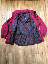 Load image into Gallery viewer, Kingspier Vintage - Vintage Collini fuchsia pink two piece 1980’s Olympic ski suit with hood, zipper closure, four front pockets and a bright paisley lining.

Ladies 12, pants measure 28”x26”.
Made in Hong Kong.
