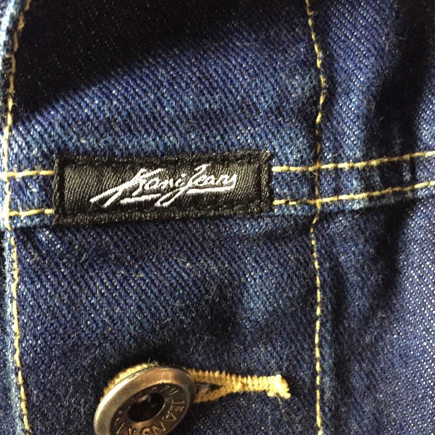 Kingspier Vintage - Vintage Karl Kani jeans hip hop denim jacket with button closures and two flap pockets. Made in Hong Kong. Size XXL.