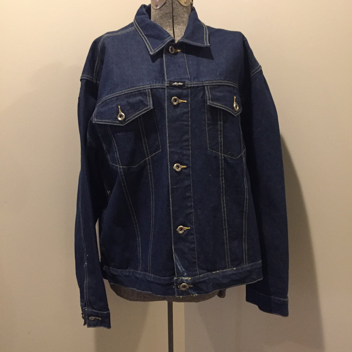 Kingspier Vintage - Vintage Karl Kani jeans hip hop denim jacket with button closures and two flap pockets. Made in Hong Kong. Size XXL.
