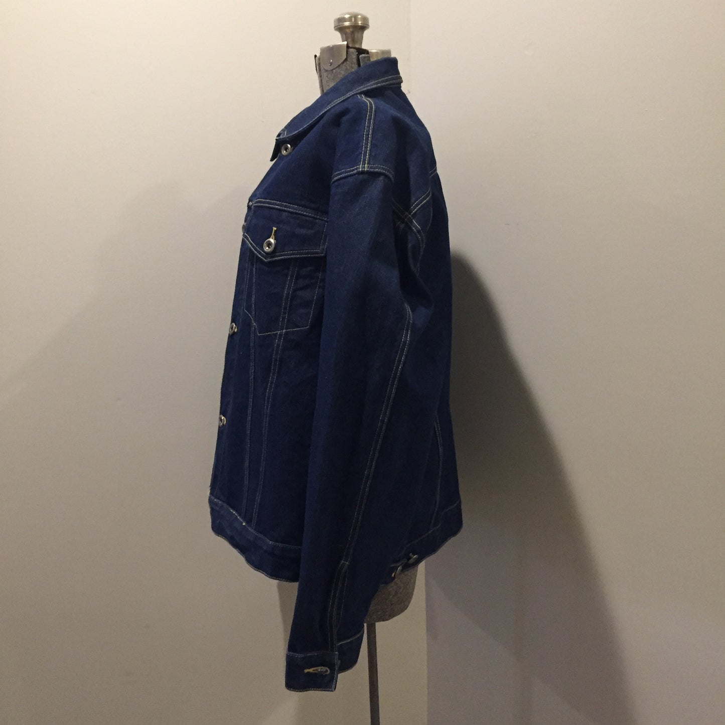 Kingspier Vintage - Vintage Karl Kani jeans hip hop denim jacket with button closures and two flap pockets. Made in Hong Kong. Size XXL.