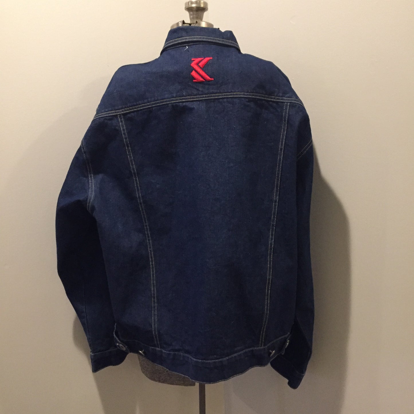 Kingspier Vintage - Vintage Karl Kani jeans hip hop denim jacket with button closures and two flap pockets. Made in Hong Kong. Size XXL.